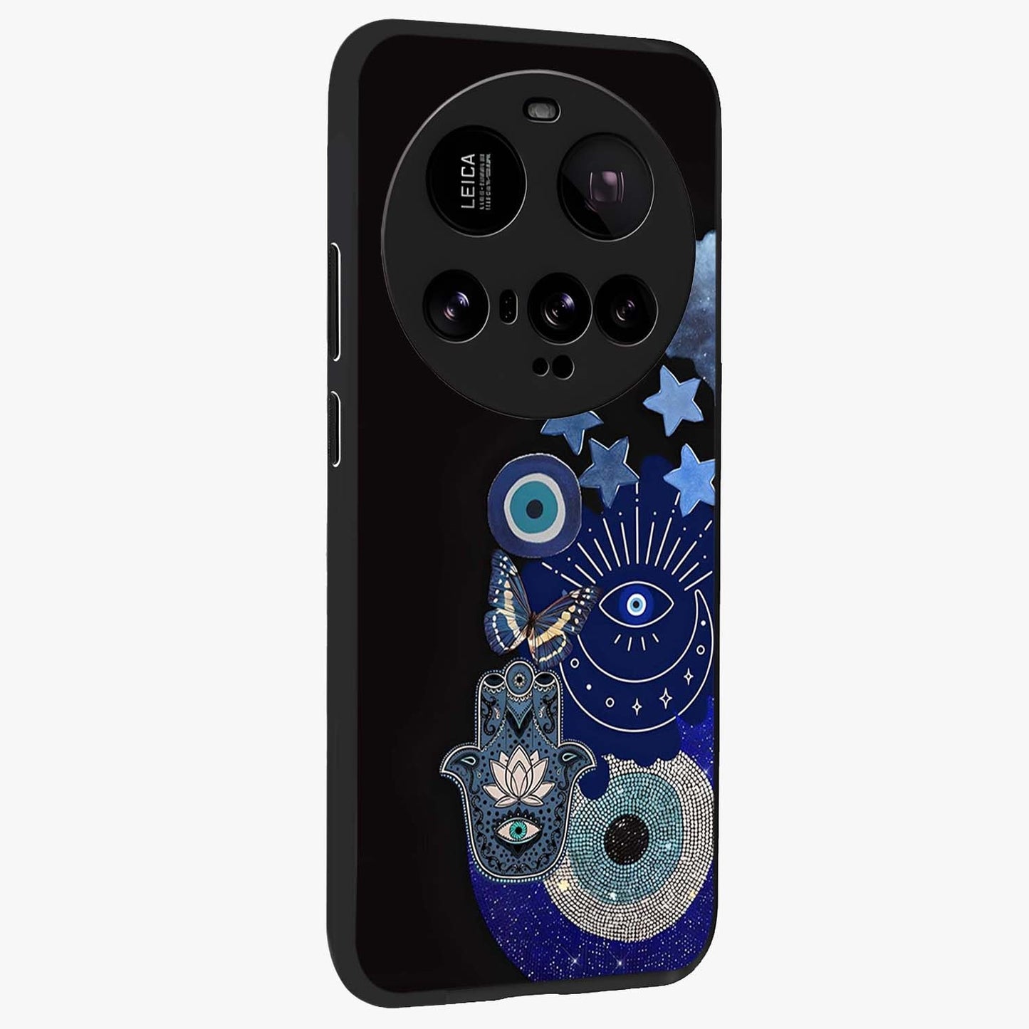 Galactic Charm Cluster Glass Case upright view showcasing glowing cosmic charm artwork with magical celestial style.