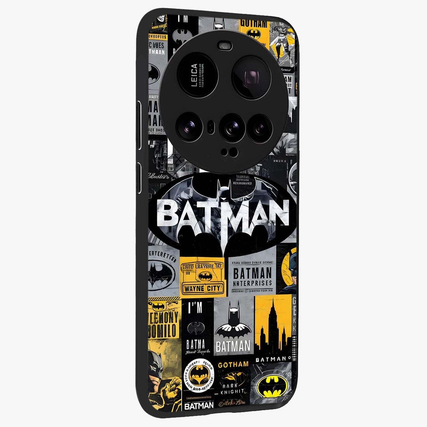 Knight Gotham Rise Glass Case upright view showcasing bold vigilante themed artwork with gothic city vibe.