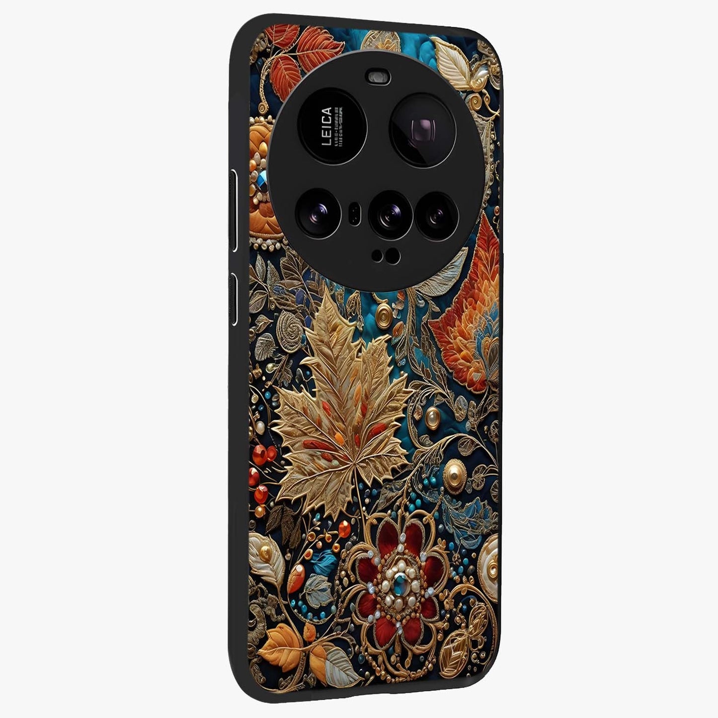 Royal Jewel Garden Glass Case upright view showcasing rich floral artwork with luxurious garden theme.