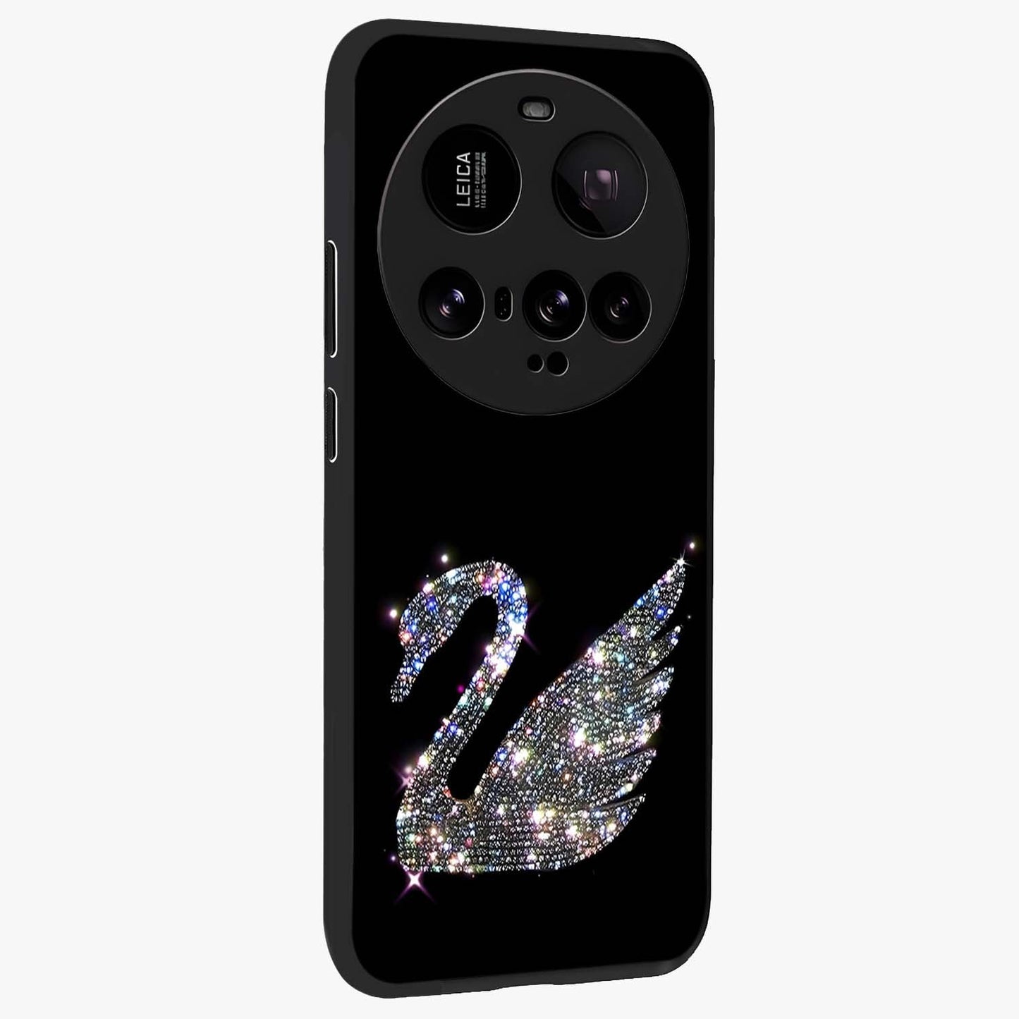 Starlit Swan Grace Glass Case upright view showcasing beautiful swan artwork with peaceful night themed design.