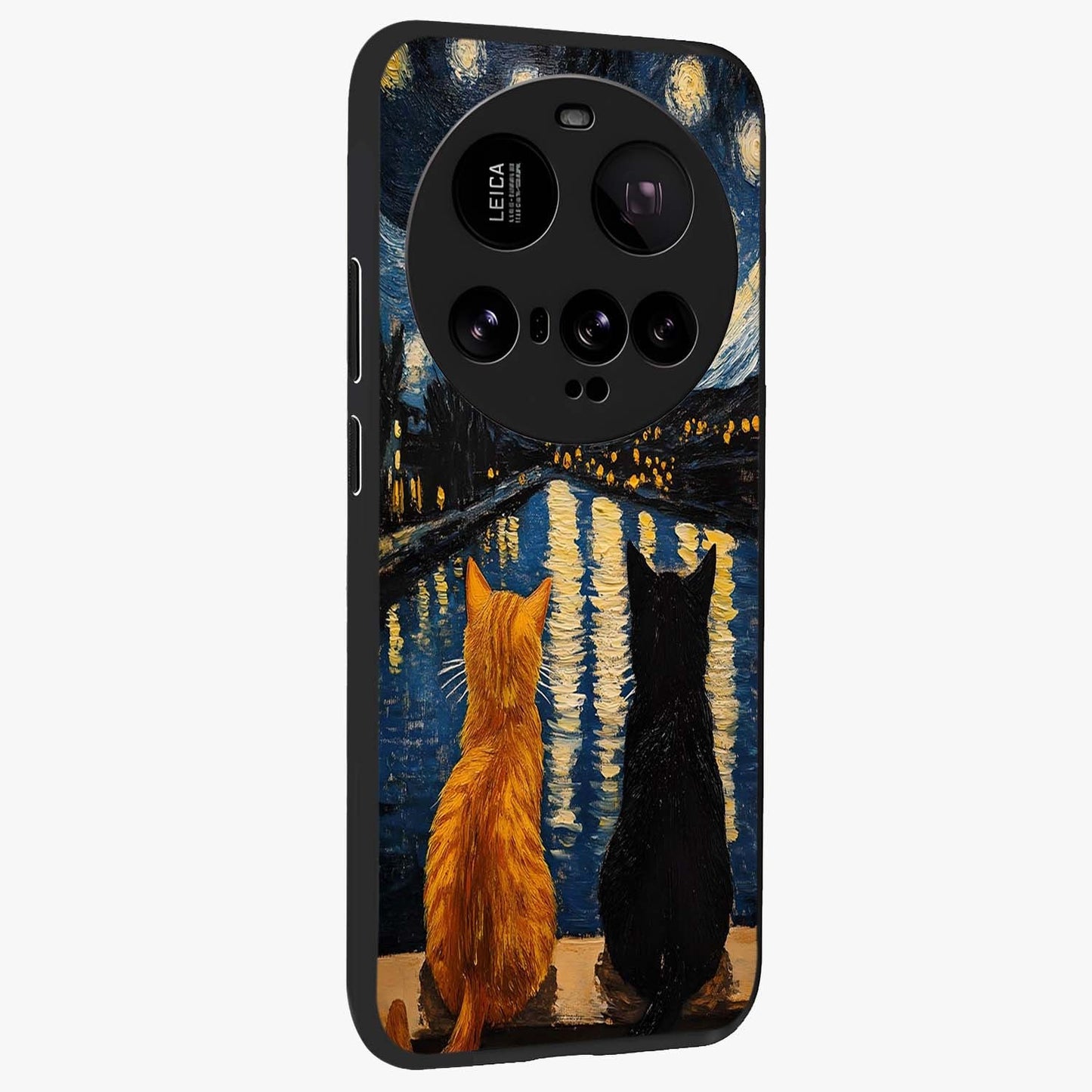 Starry River Cats Glass Case upright view showcasing adorable cat artwork with magical river and stars theme.