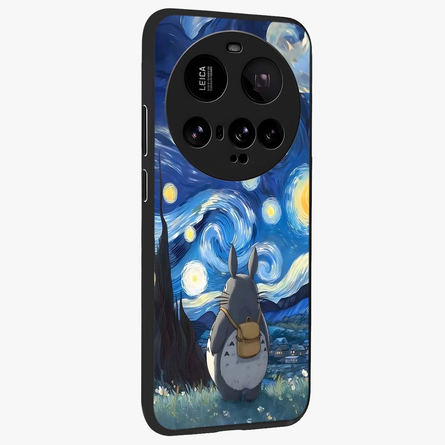 Totoro In Van Gogh Art Glass Case upright view showcasing creative character artwork with painterly artistic theme.