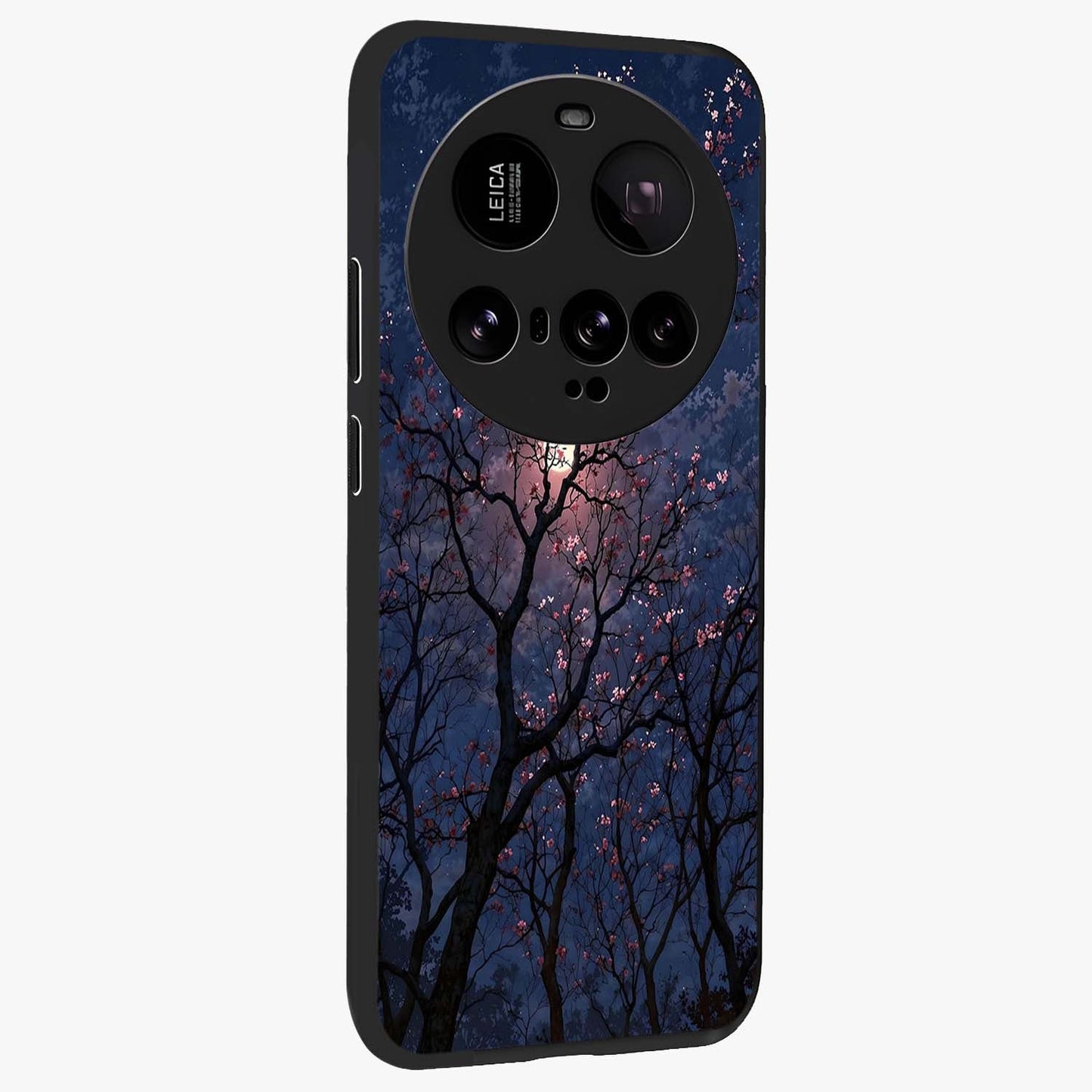 Twilight Sakura Serenade Glass Case upright view showcasing beautiful cherry blossom artwork with serene evening theme.