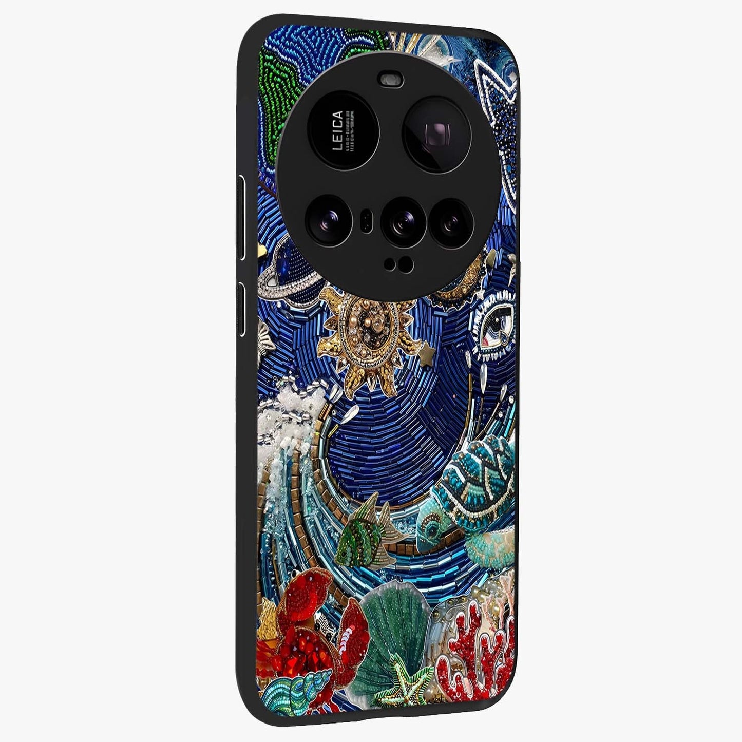 Universe Underwater Spark Glass Case upright view showcasing magical underwater galaxy artwork with vibrant cosmic theme.