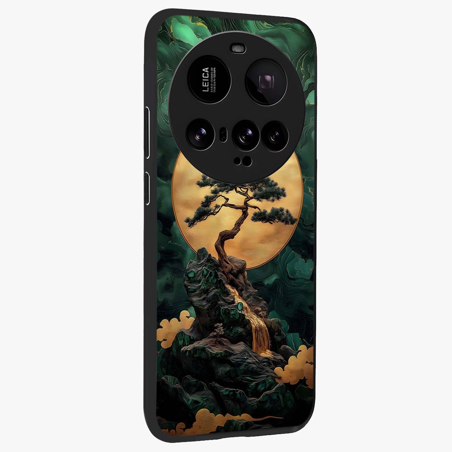 Zen Moon Rise Glass Case upright view showcasing serene moon artwork with tranquil night theme.