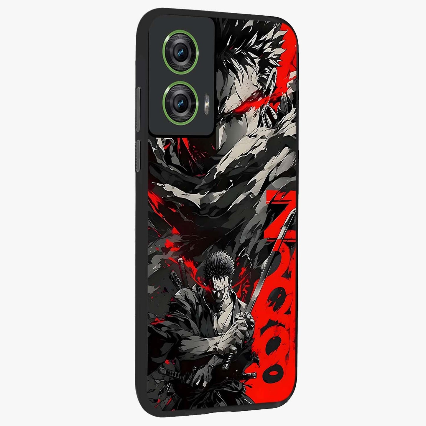 Demon Sword Resolve Glass Case upright view showcasing dramatic warrior artwork with intense battle theme.