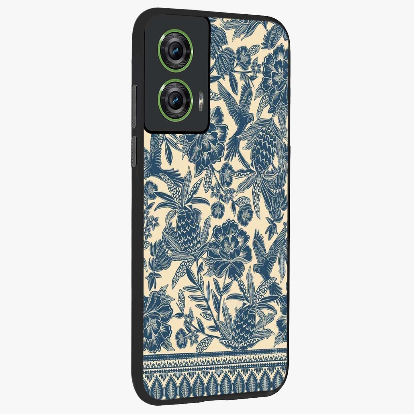 Heirloom Wild Bloom Glass Case upright view showcasing delicate wildflower artwork with timeless floral theme.