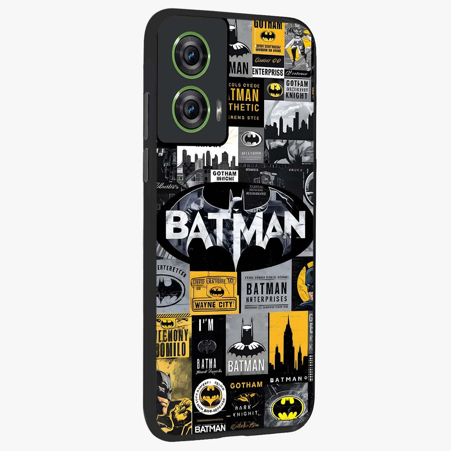 Knight Gotham Rise Glass Case upright view showcasing bold vigilante themed artwork with gothic city vibe.