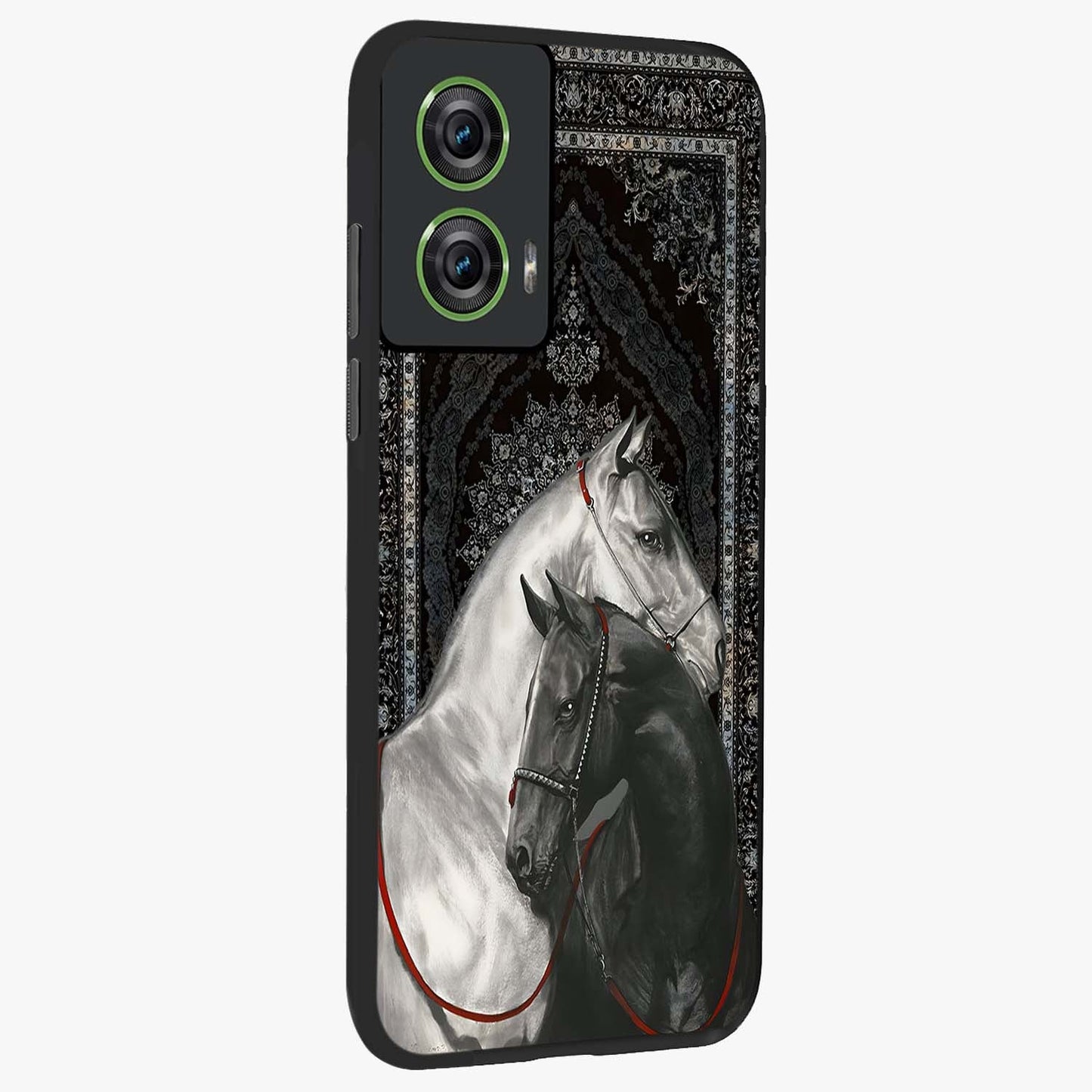 Majestic Ride Legacy Glass Case upright view showcasing dynamic ride inspired artwork with modern automotive theme.