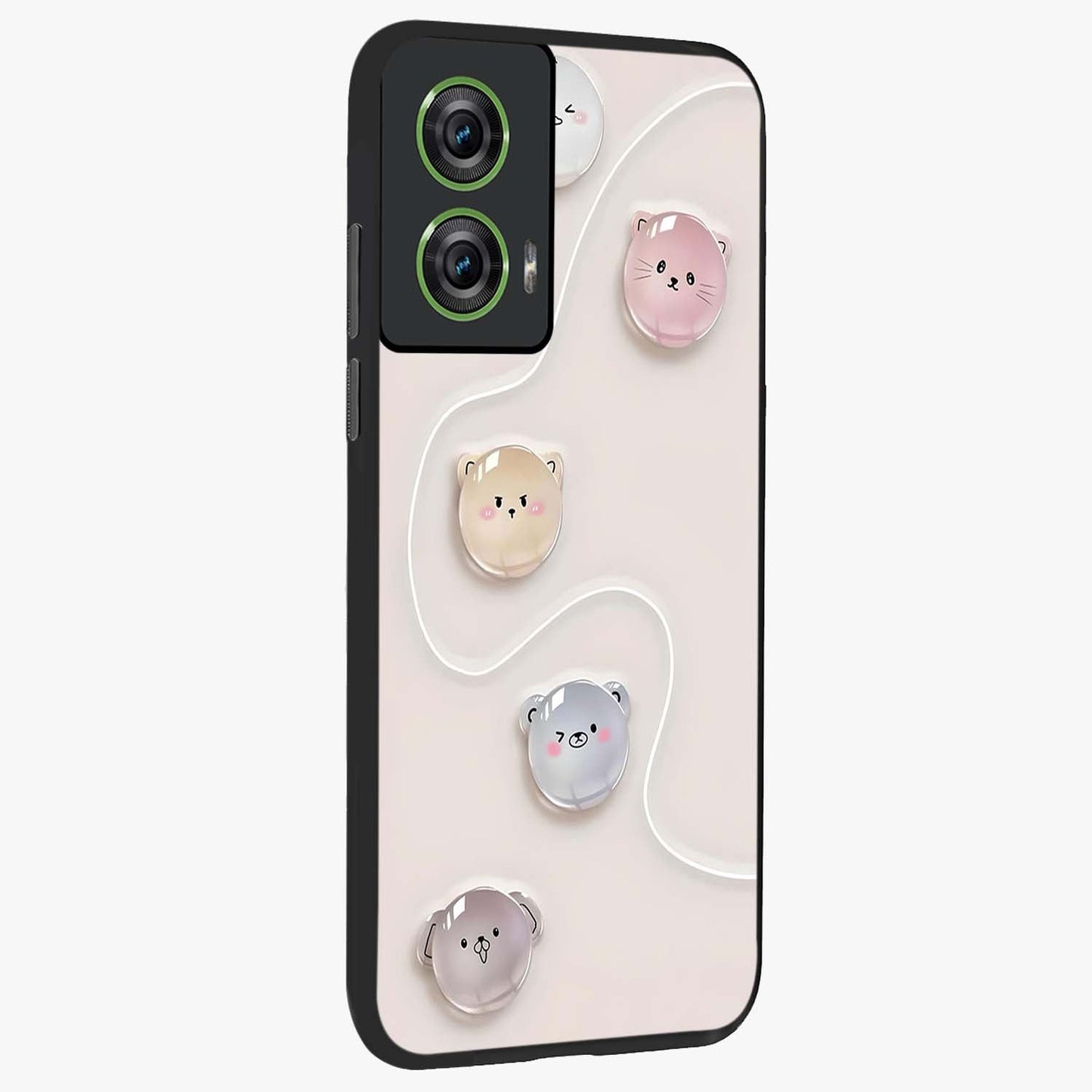 Puffy Face Parade Glass Case upright view showcasing adorable character artwork with cheerful animated theme.