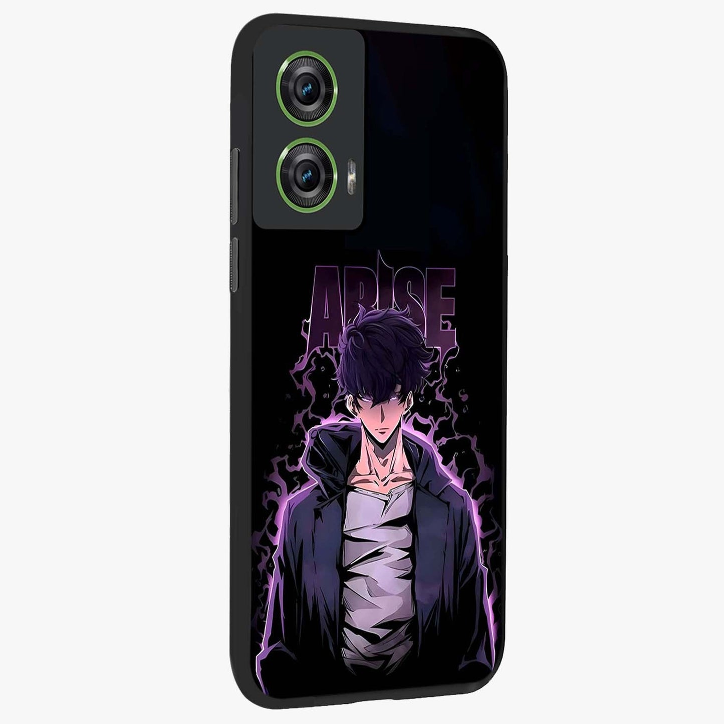 Shadow Monarch Awakening Glass Case upright view showcasing bold monarch artwork with mystical awakening theme.