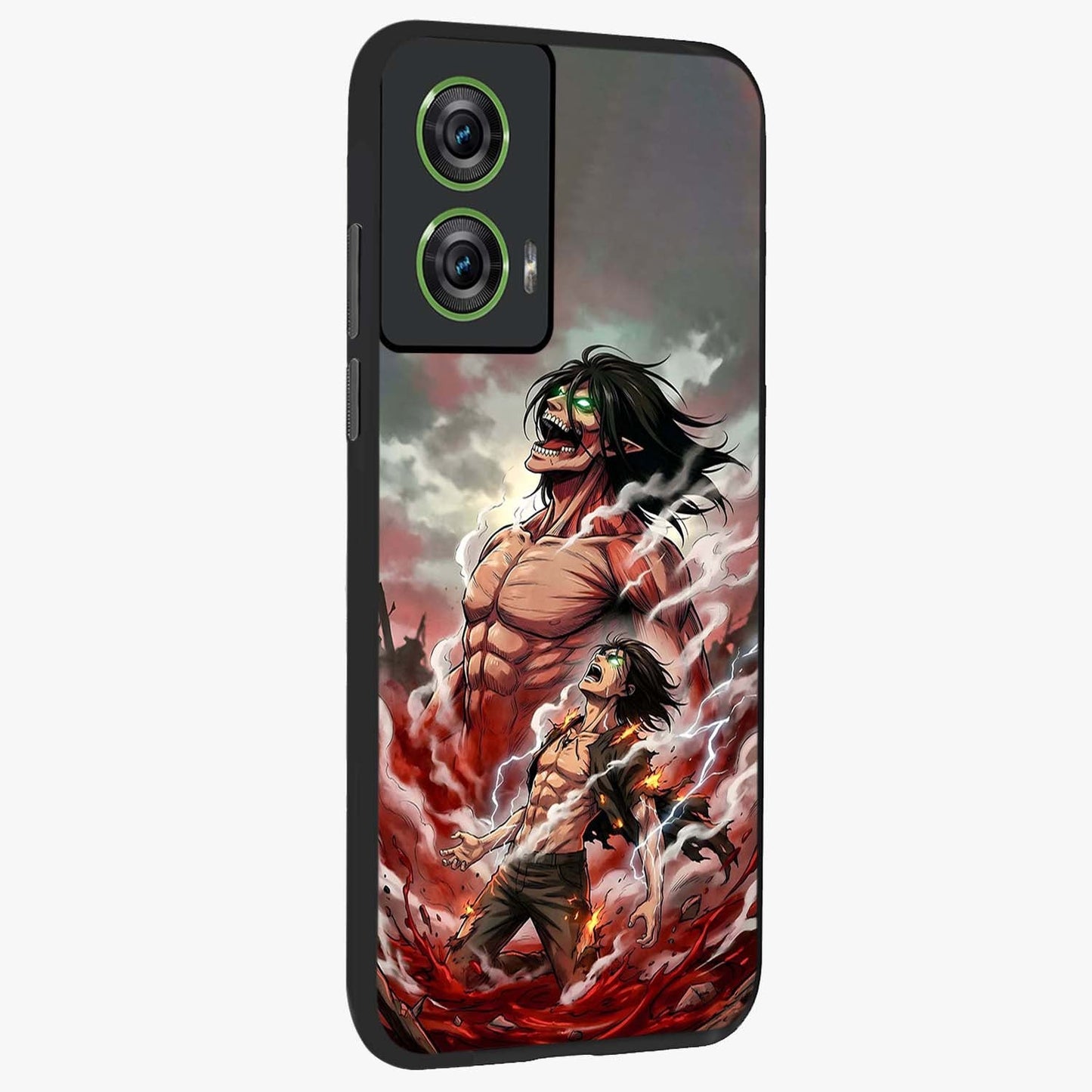Titan Awakening Fury Glass Case upright view showcasing intense titan artwork with epic fantasy theme.