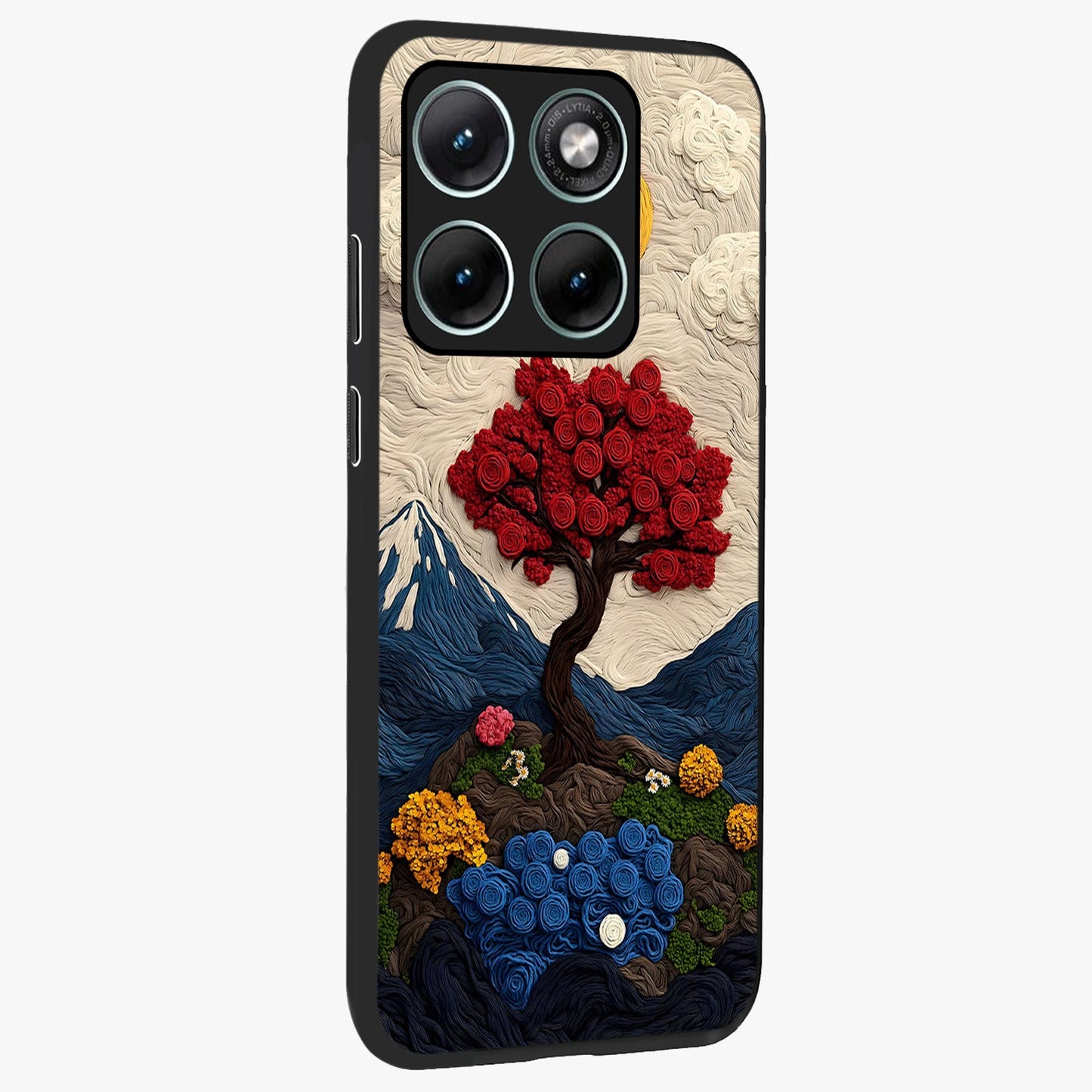 Eternal Nature Tapestry Glass Case upright view showcasing elegant nature tapestry design with decorative style.