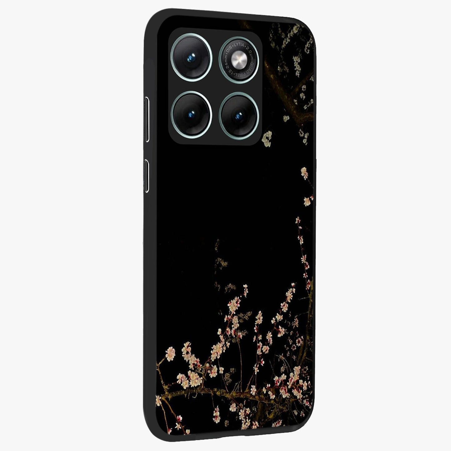 Petal Moon Light With Custom Name Glass Case upright view showcasing elegant floral moon artwork with personalized aesthetic.