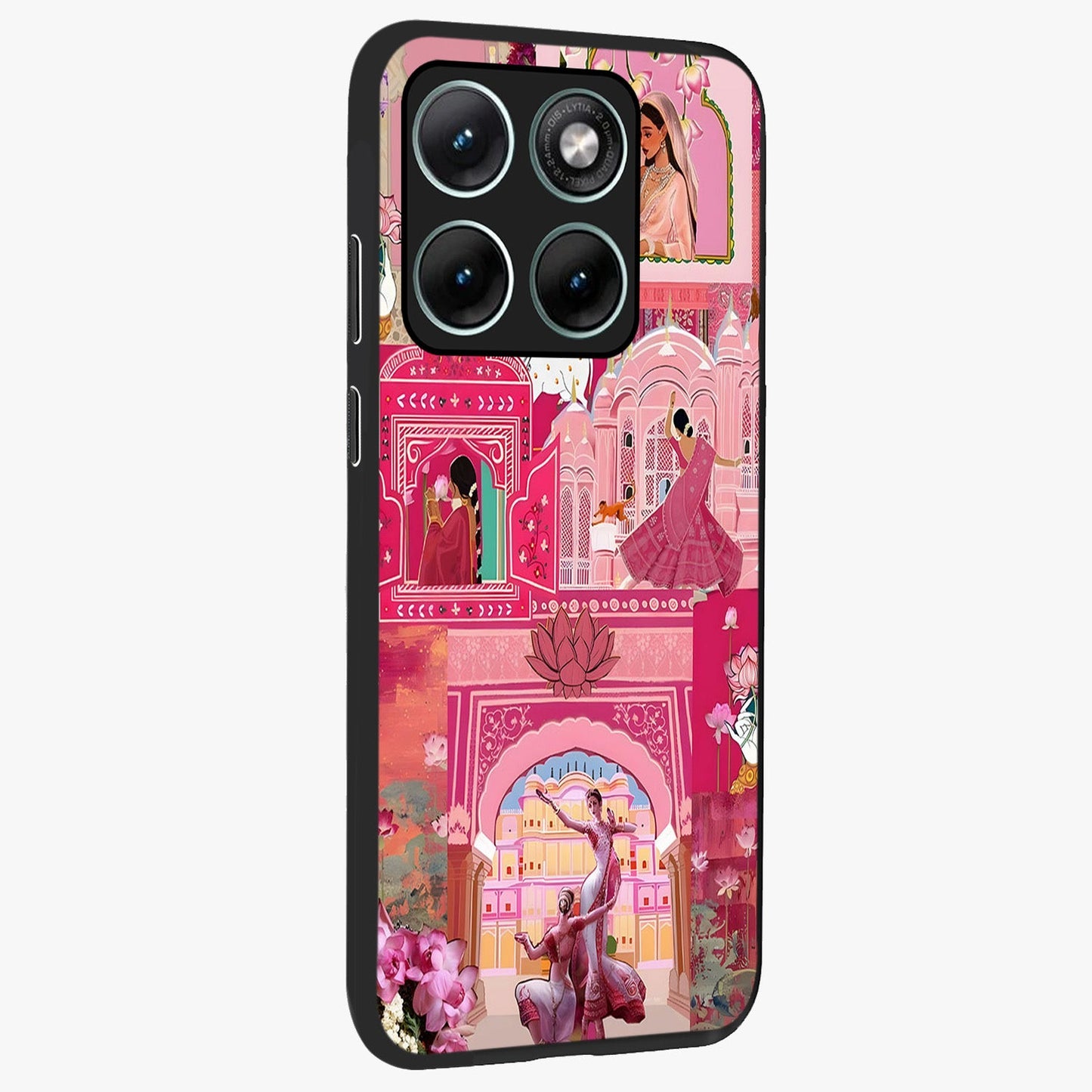 Pink Palace Muse Glass Case upright view showcasing artistic palace artwork with graceful royal theme.