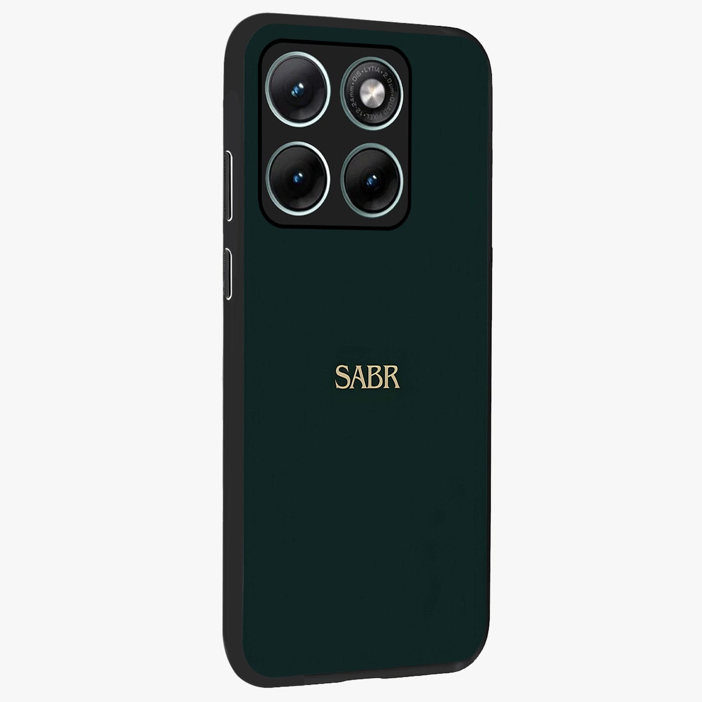 Sabr Minimal Patience Glass Case upright view showcasing calm minimalist artwork with motivational patience theme.