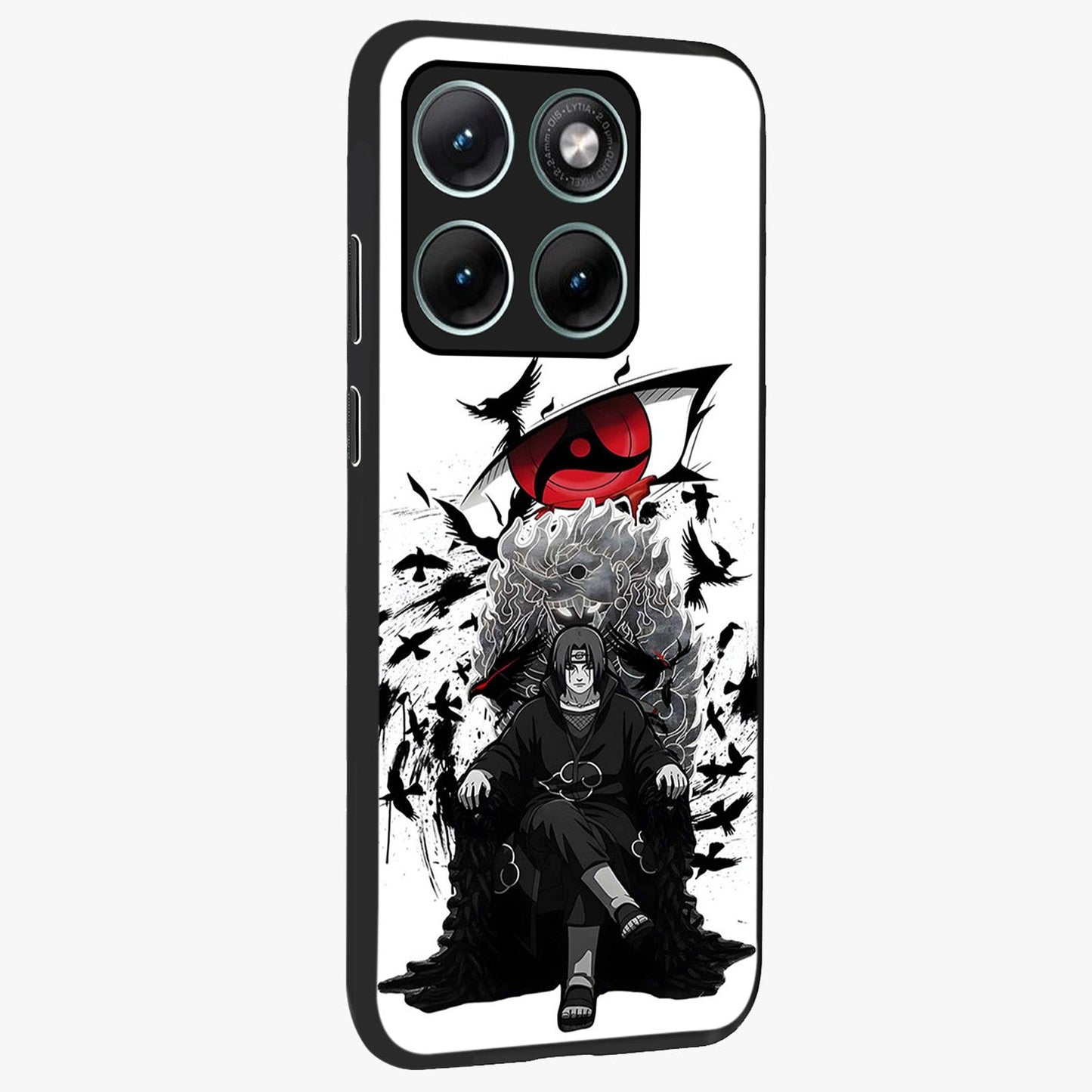 Uchiha Shadow Throne Glass Case upright view showcasing magical underwater galaxy artwork with vibrant cosmic theme.
