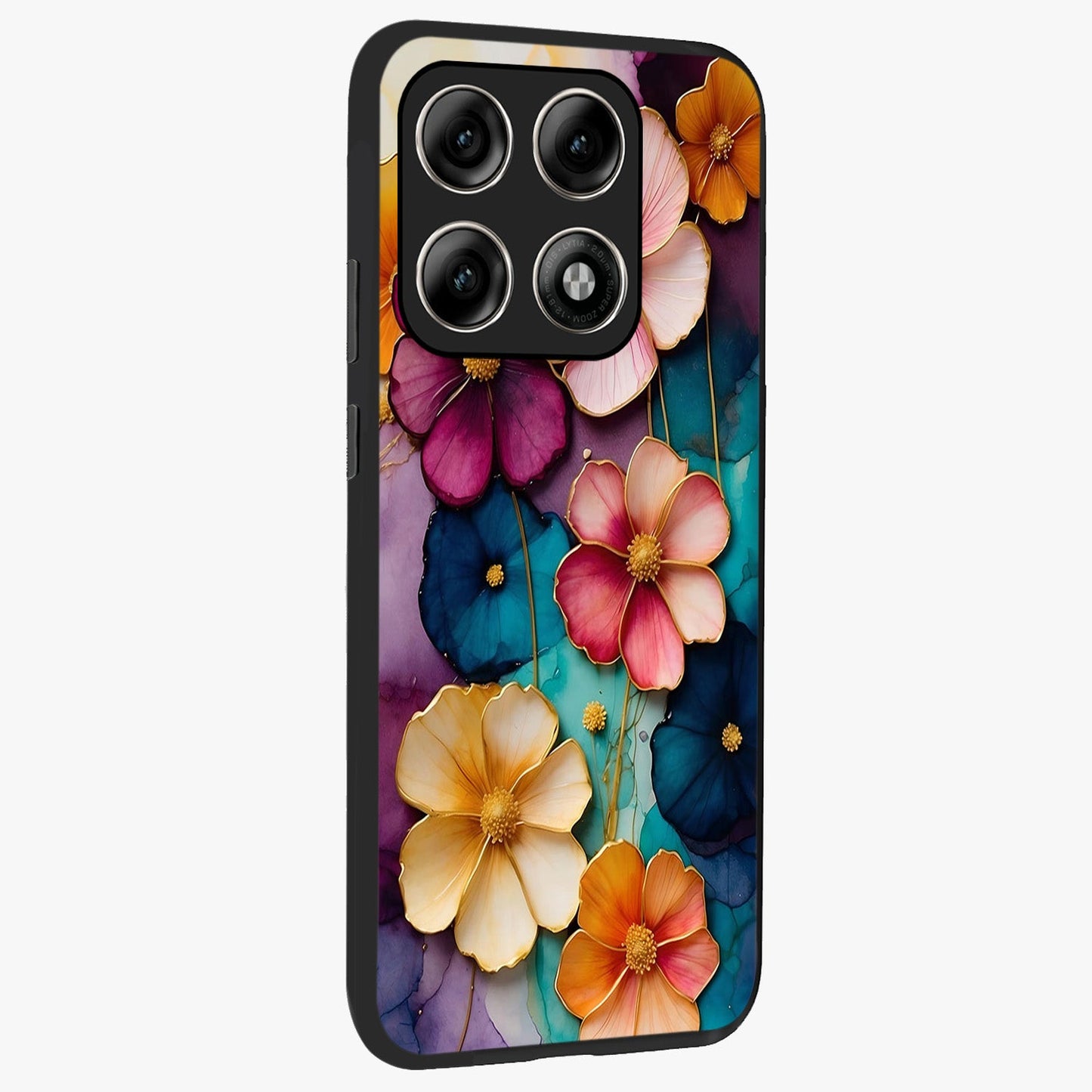 Artlyn Grace Flower Pattern Glass Case upright view showcasing graceful floral artwork with aesthetic botanical style.
