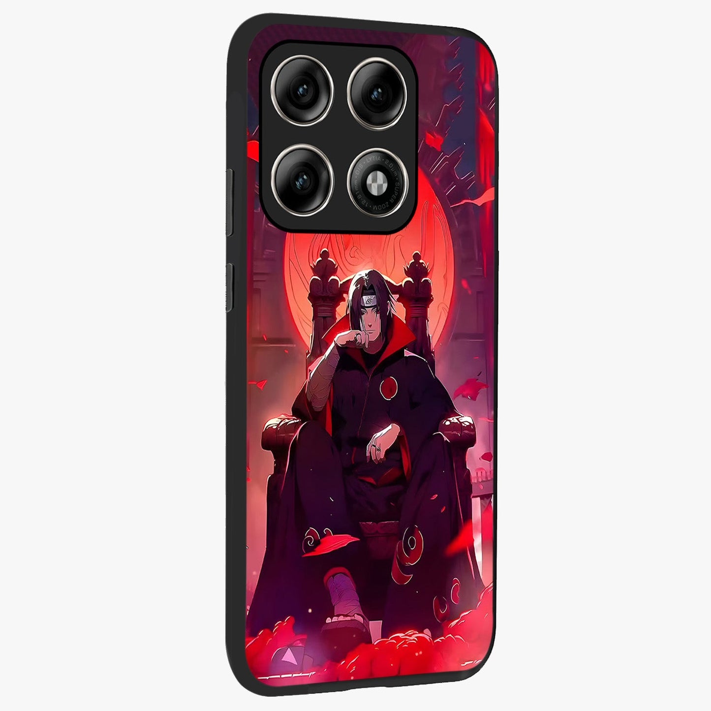 Blood Moon Sovereign Glass Case upright view showcasing powerful moon inspired artwork with cosmic aesthetic style.
