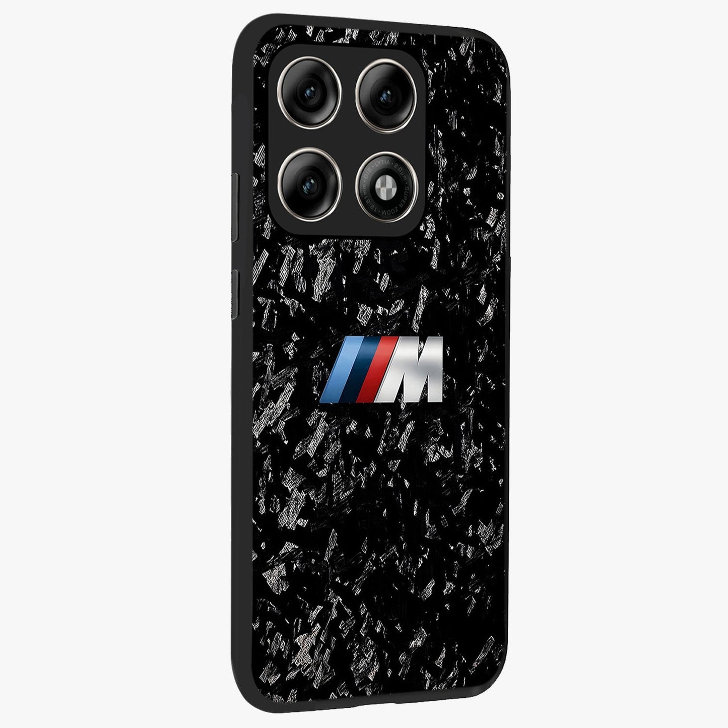 Carbon Speed Mark Glass Case upright view showcasing modern carbon speed graphic with bold automotive theme.