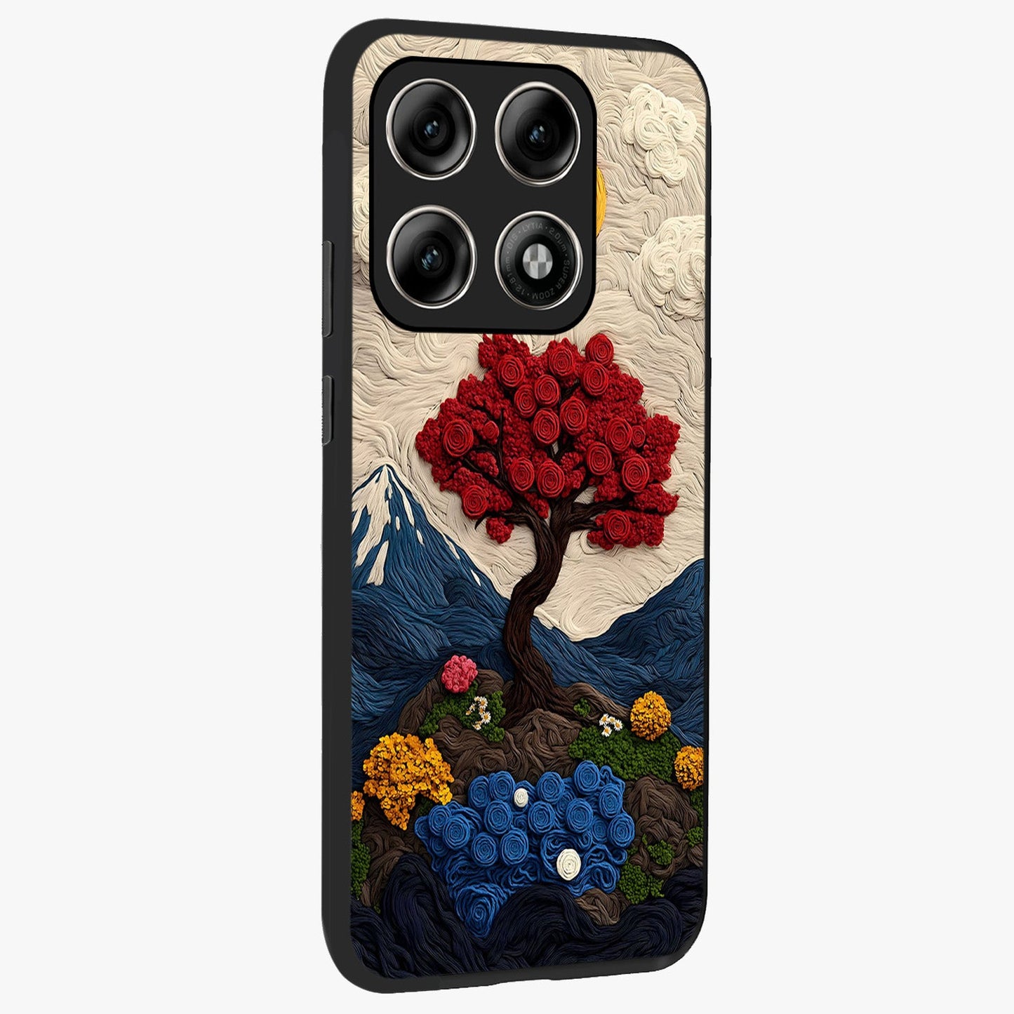 Eternal Nature Tapestry Glass Case upright view showcasing elegant nature tapestry design with decorative style.