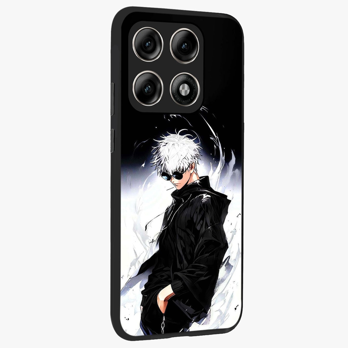 Limitless Shadow King Glass Case upright view showcasing bold shadow warrior artwork with epic fantasy theme.