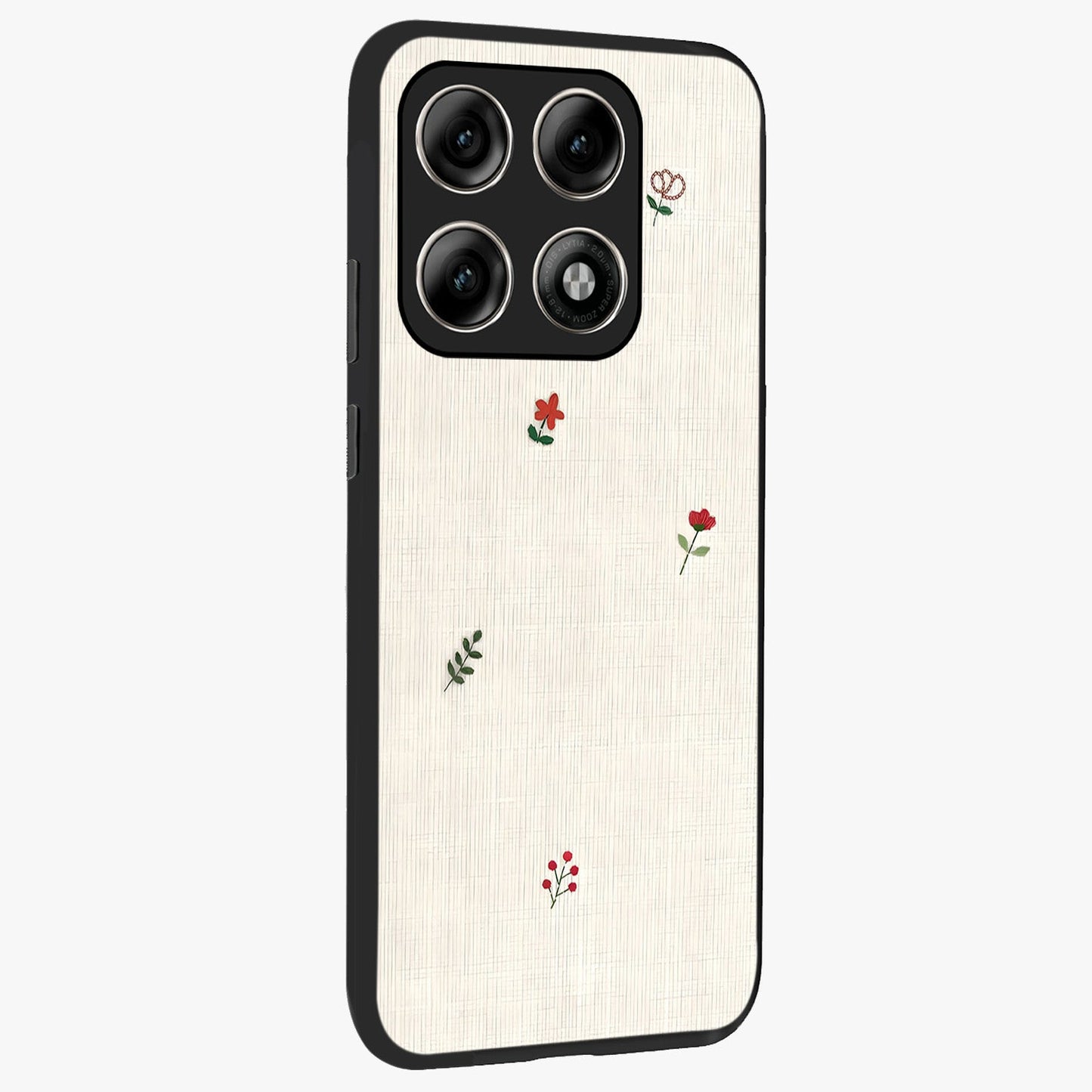 Minimalistic Blue With White Flower Pattern Glass Case upright view showcasing clean white flower artwork with calming blue theme.