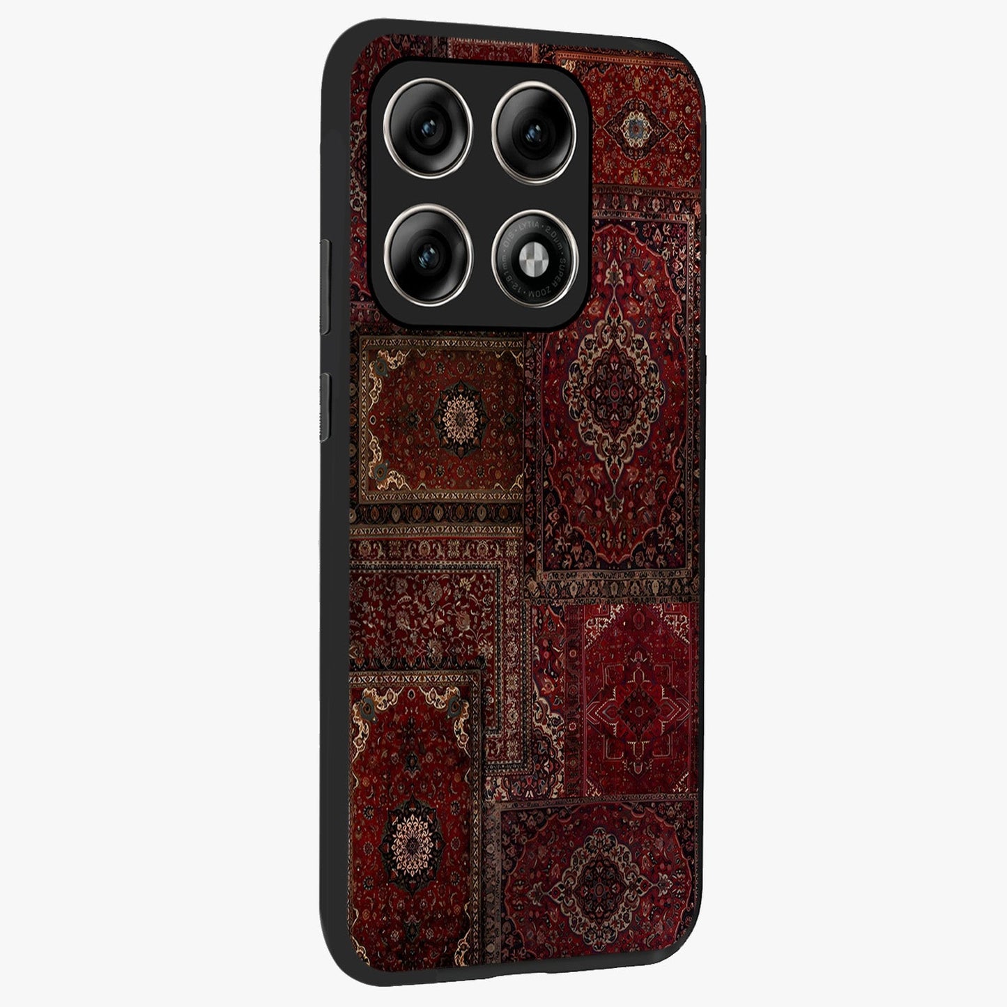 Persian Velvet Tale Glass Case upright view showcasing elegant Persian artwork with classic heritage theme.