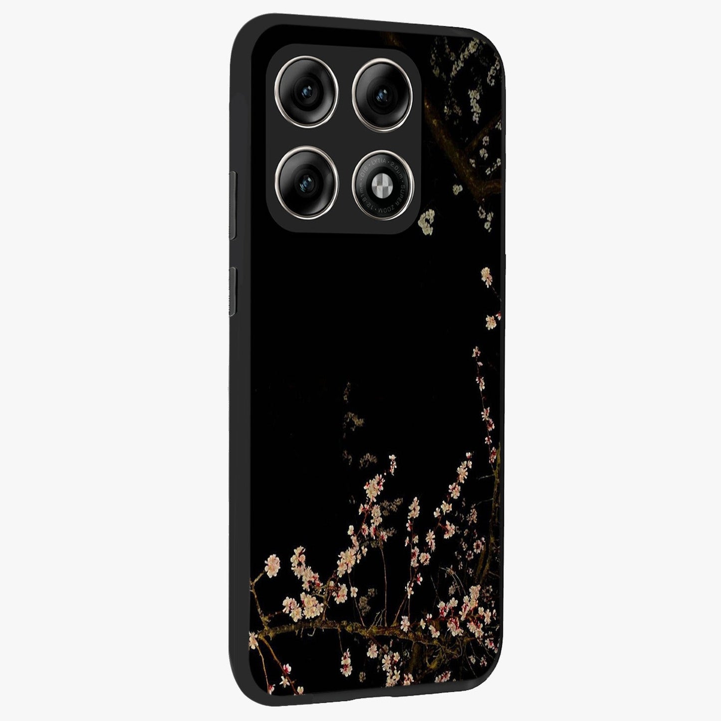Petal Moon Light With Custom Name Glass Case upright view showcasing elegant floral moon artwork with personalized aesthetic.