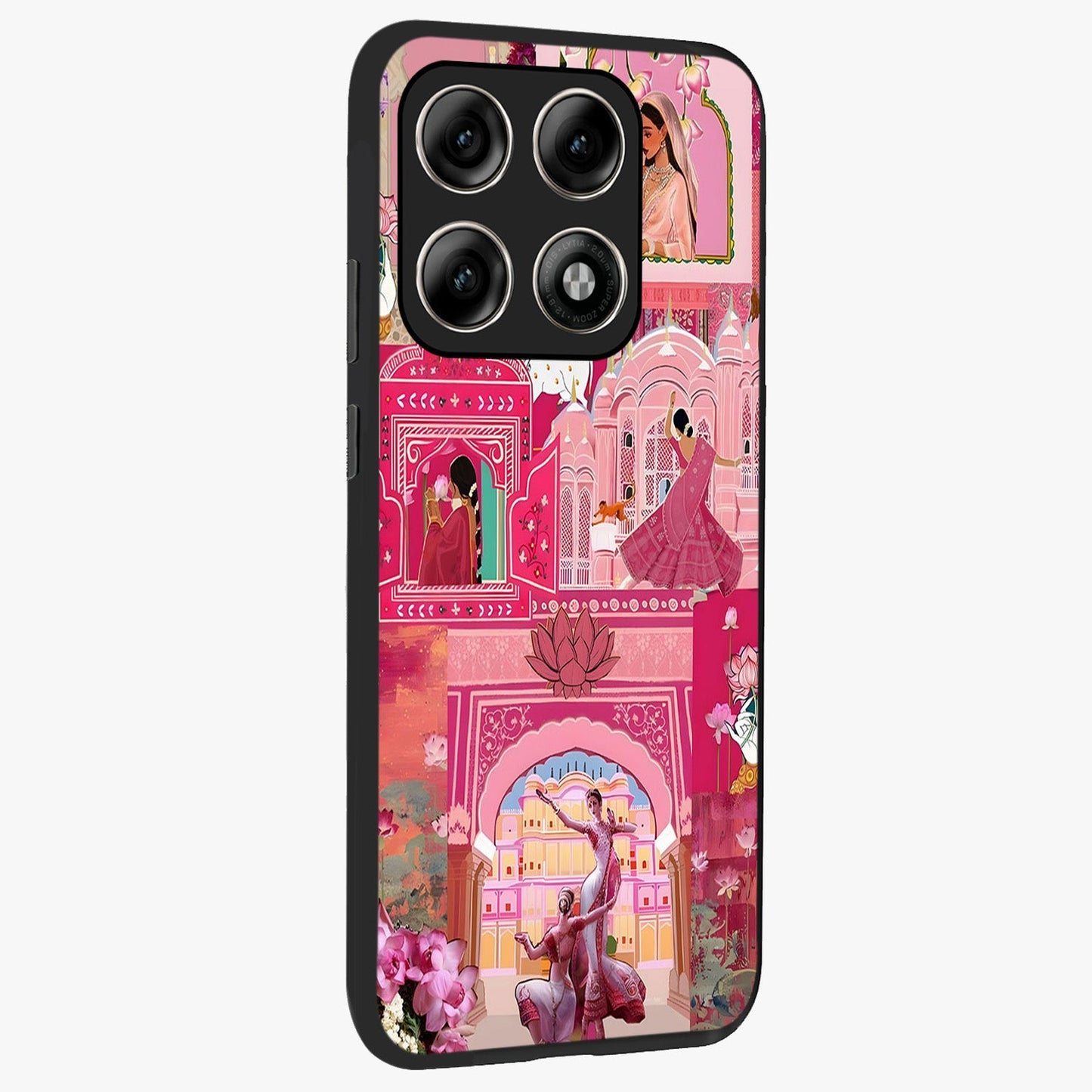 Pink Palace Muse Glass Case upright view showcasing artistic palace artwork with graceful royal theme.