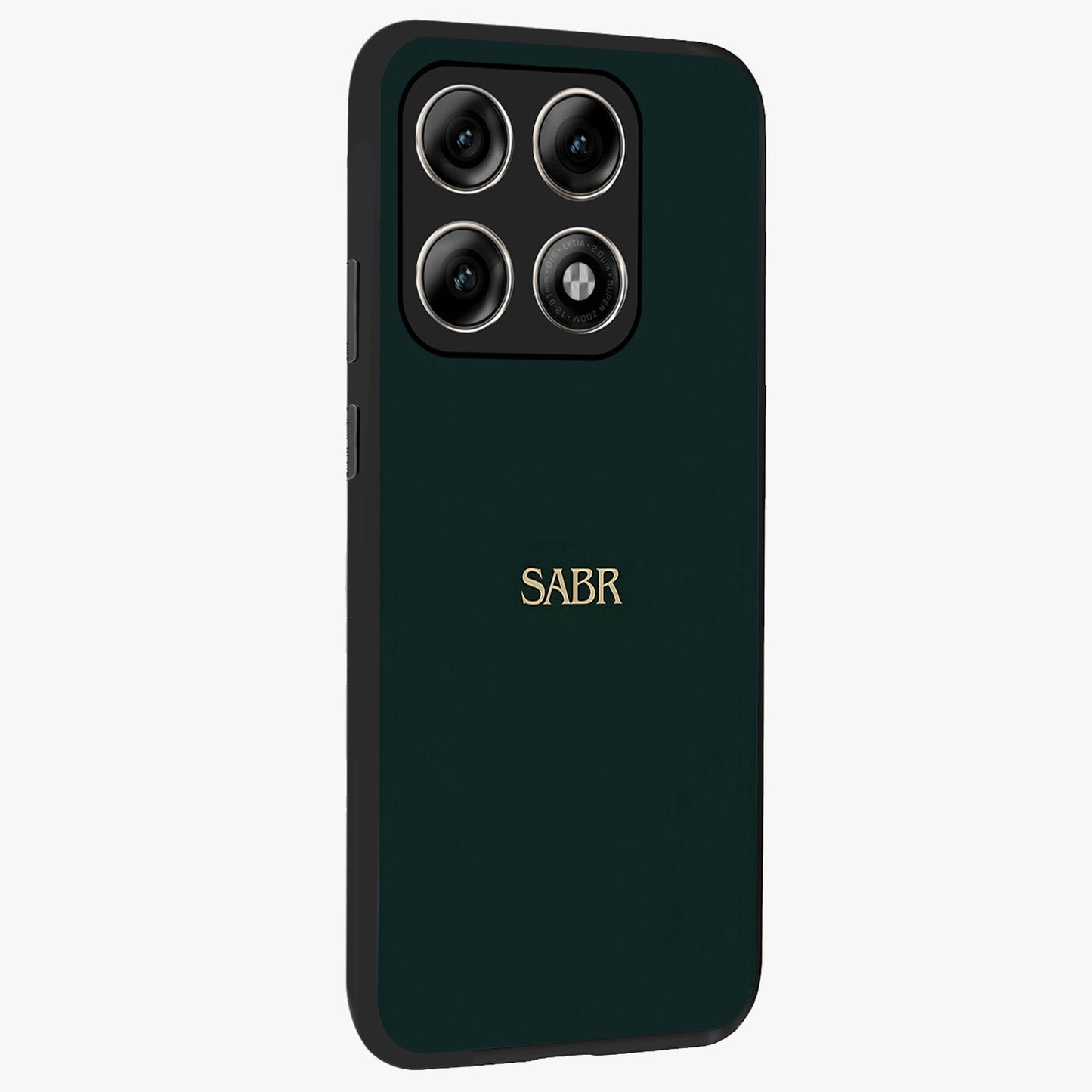Sabr Minimal Patience Glass Case upright view showcasing calm minimalist artwork with motivational patience theme.
