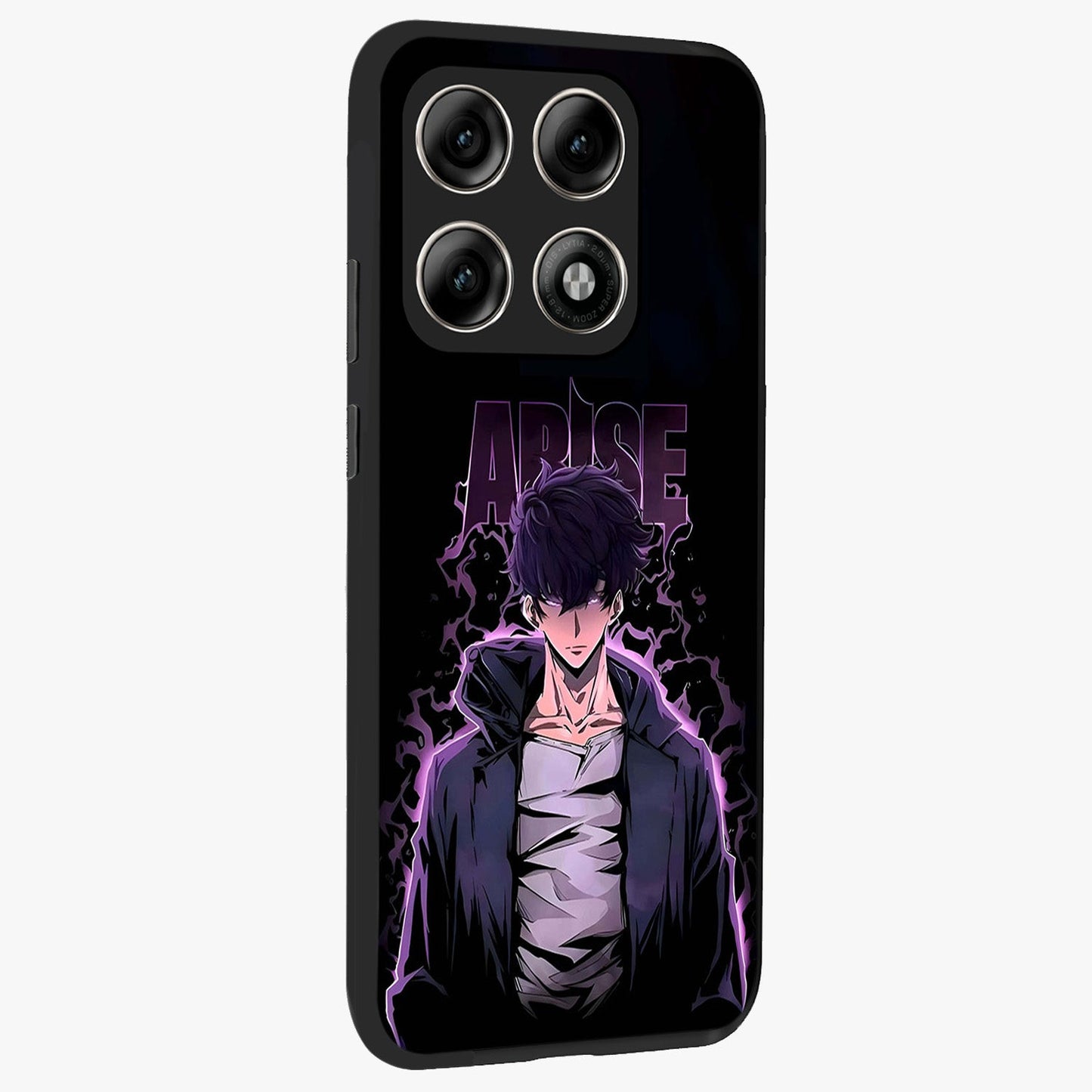 Shadow Monarch Awakening Glass Case upright view showcasing bold monarch artwork with mystical awakening theme.