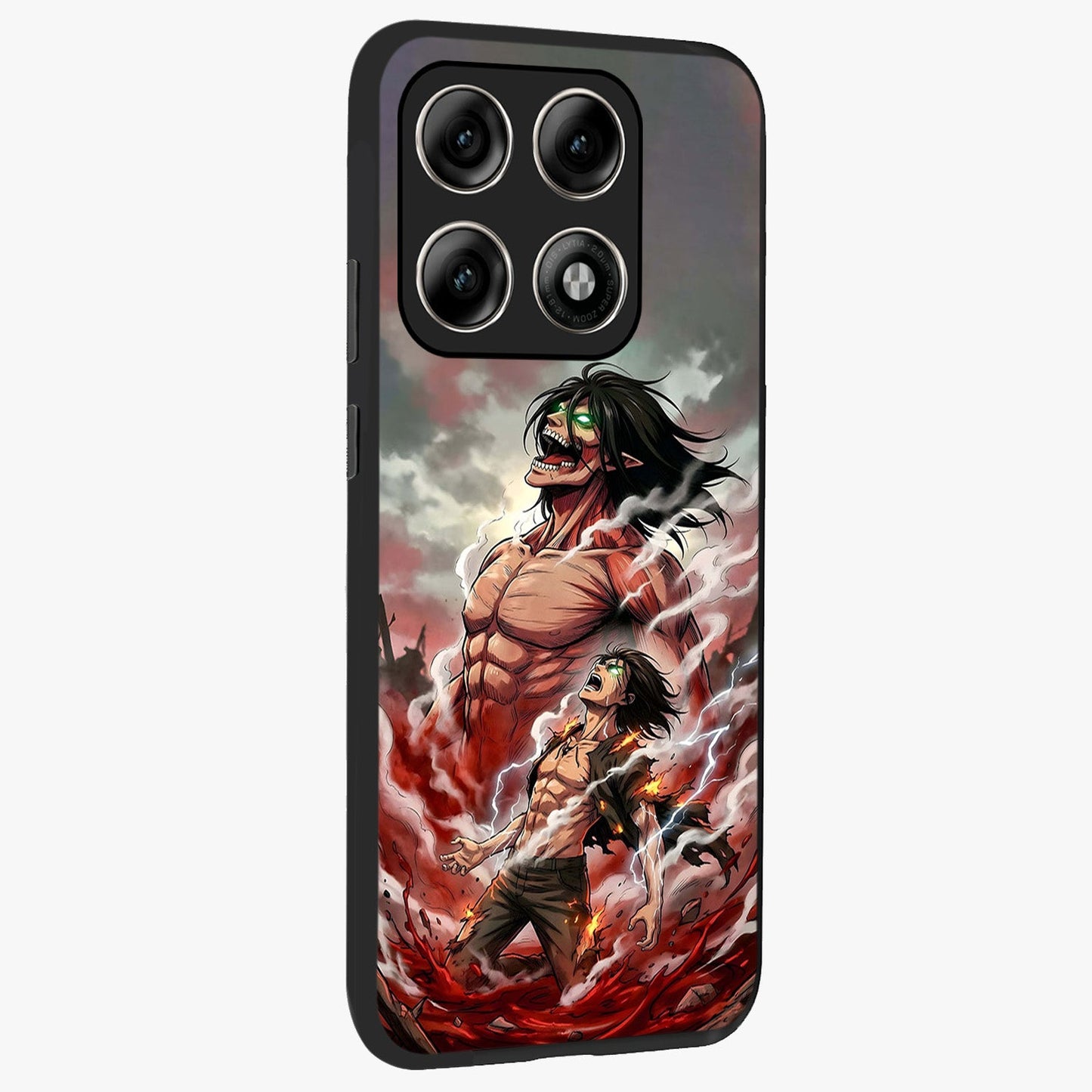 Titan Awakening Fury Glass Case upright view showcasing intense titan artwork with epic fantasy theme.