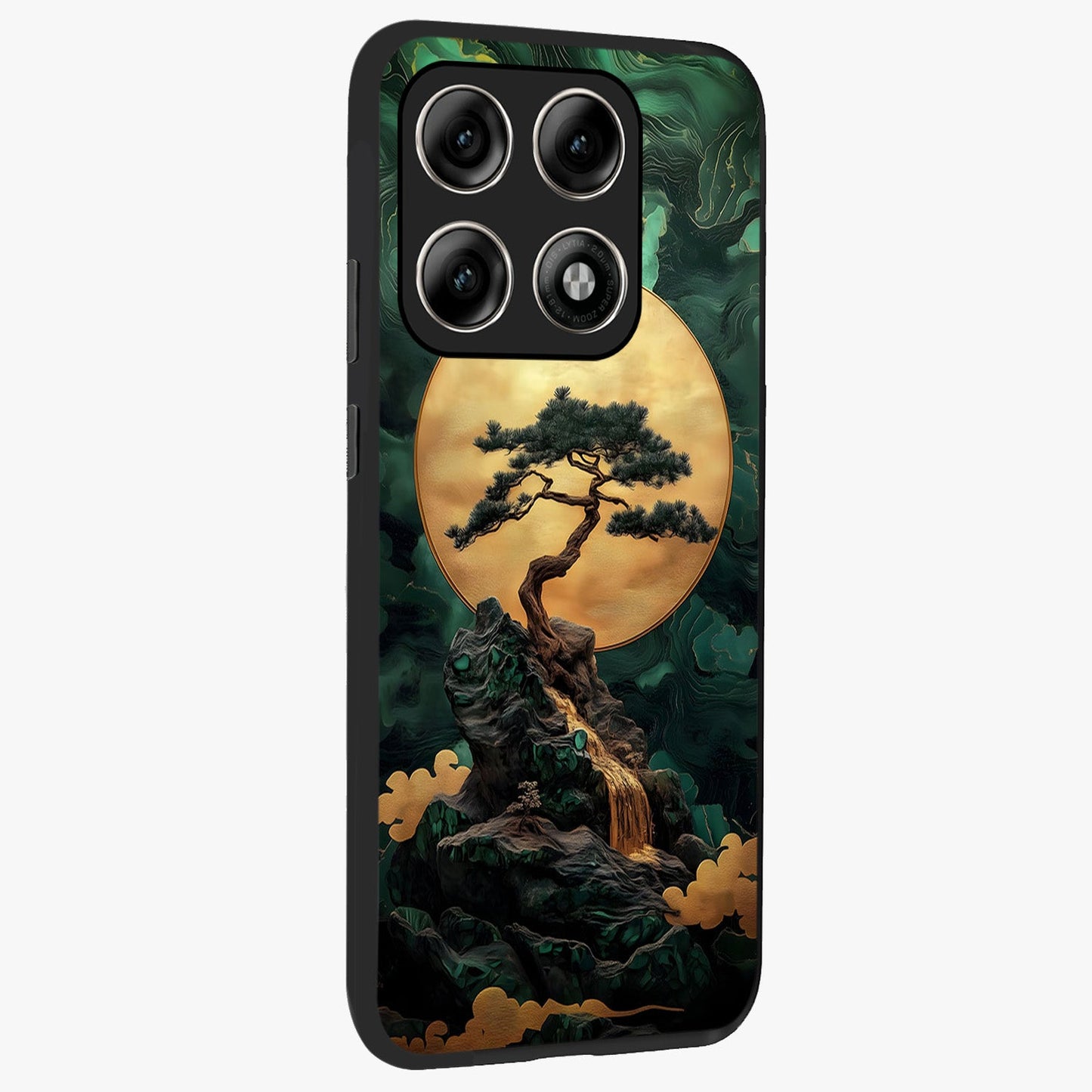 Zen Moon Rise Glass Case upright view showcasing serene moon artwork with tranquil night theme.