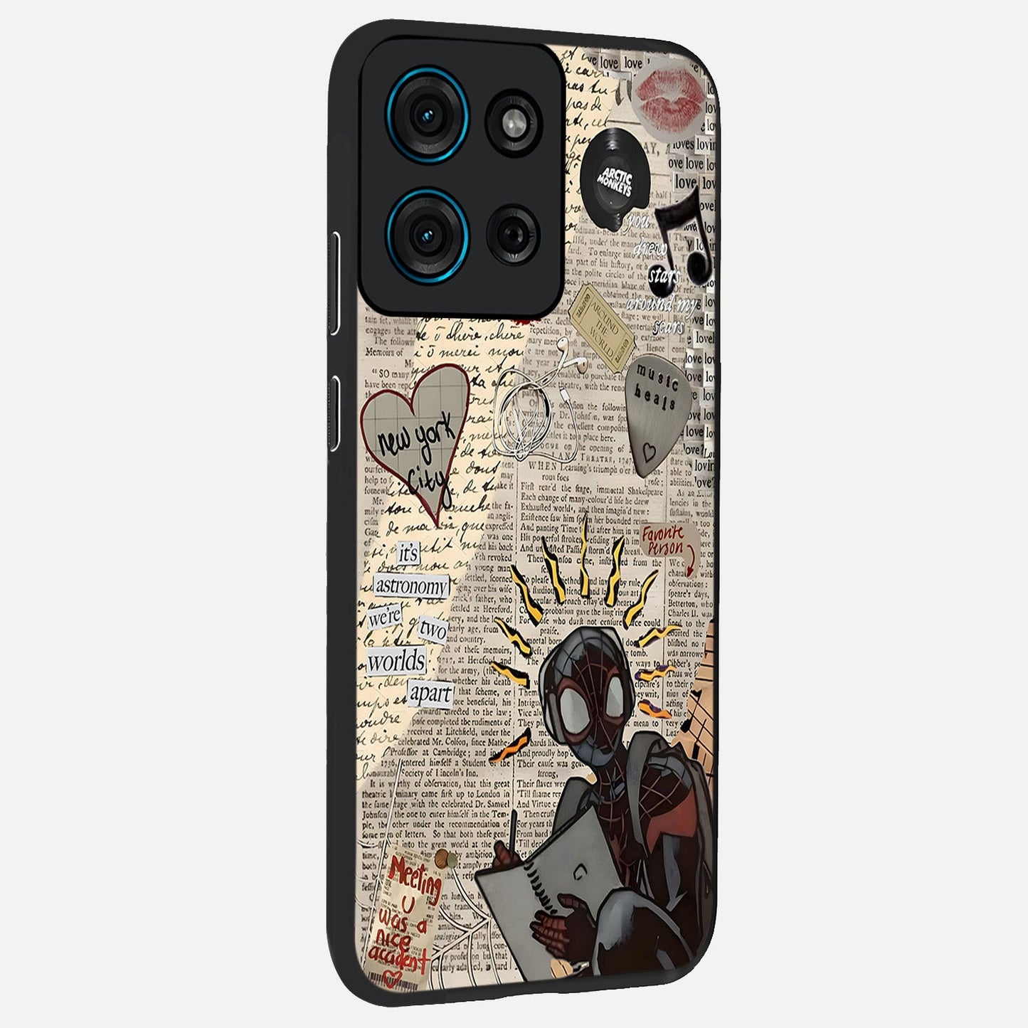 City Dream Sketch Glass Case upright view showcasing urban skyline artwork with stylish hand drawn design.