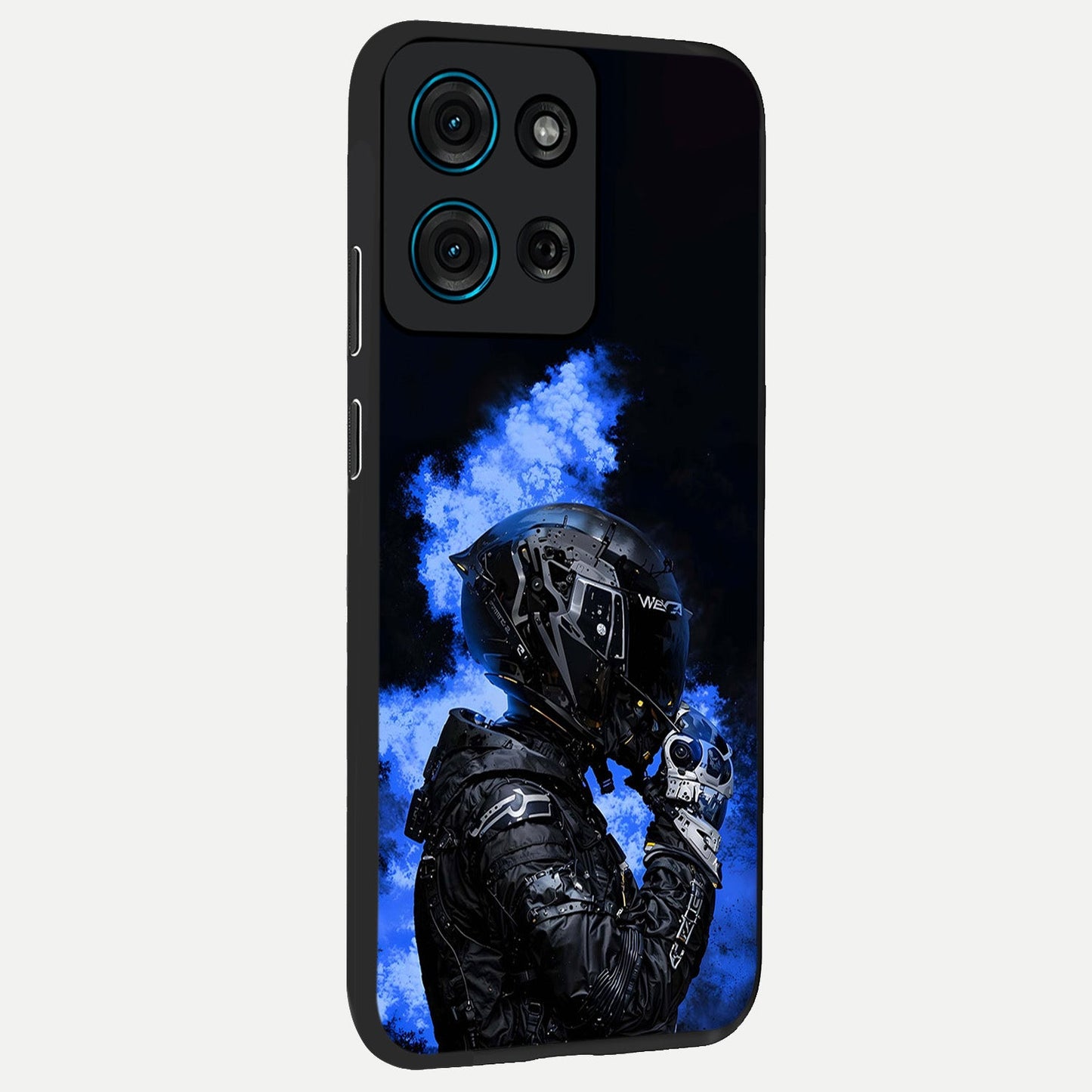 Cyber Sentinel Protocol Glass Case upright view showcasing advanced cyber sentinel artwork with futuristic tech theme.