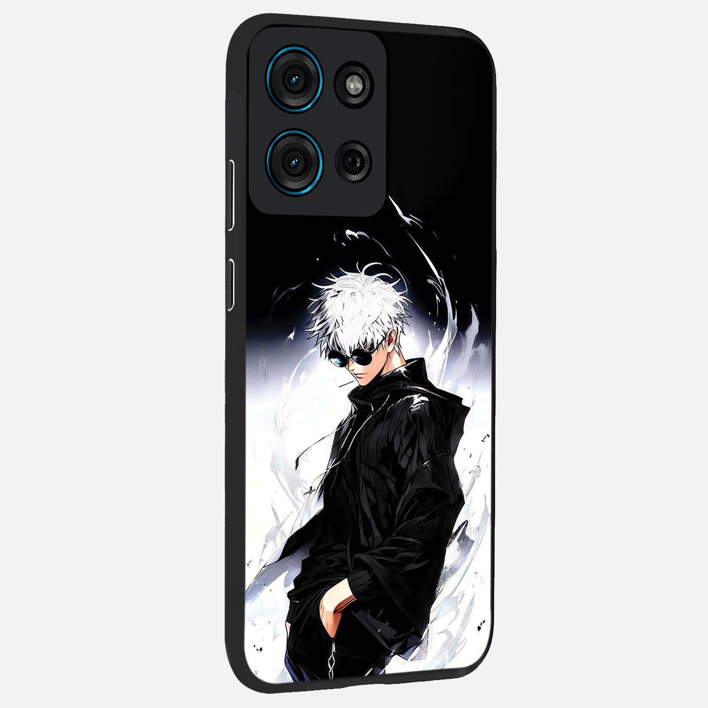 Limitless Shadow King Glass Case upright view showcasing bold shadow warrior artwork with epic fantasy theme.