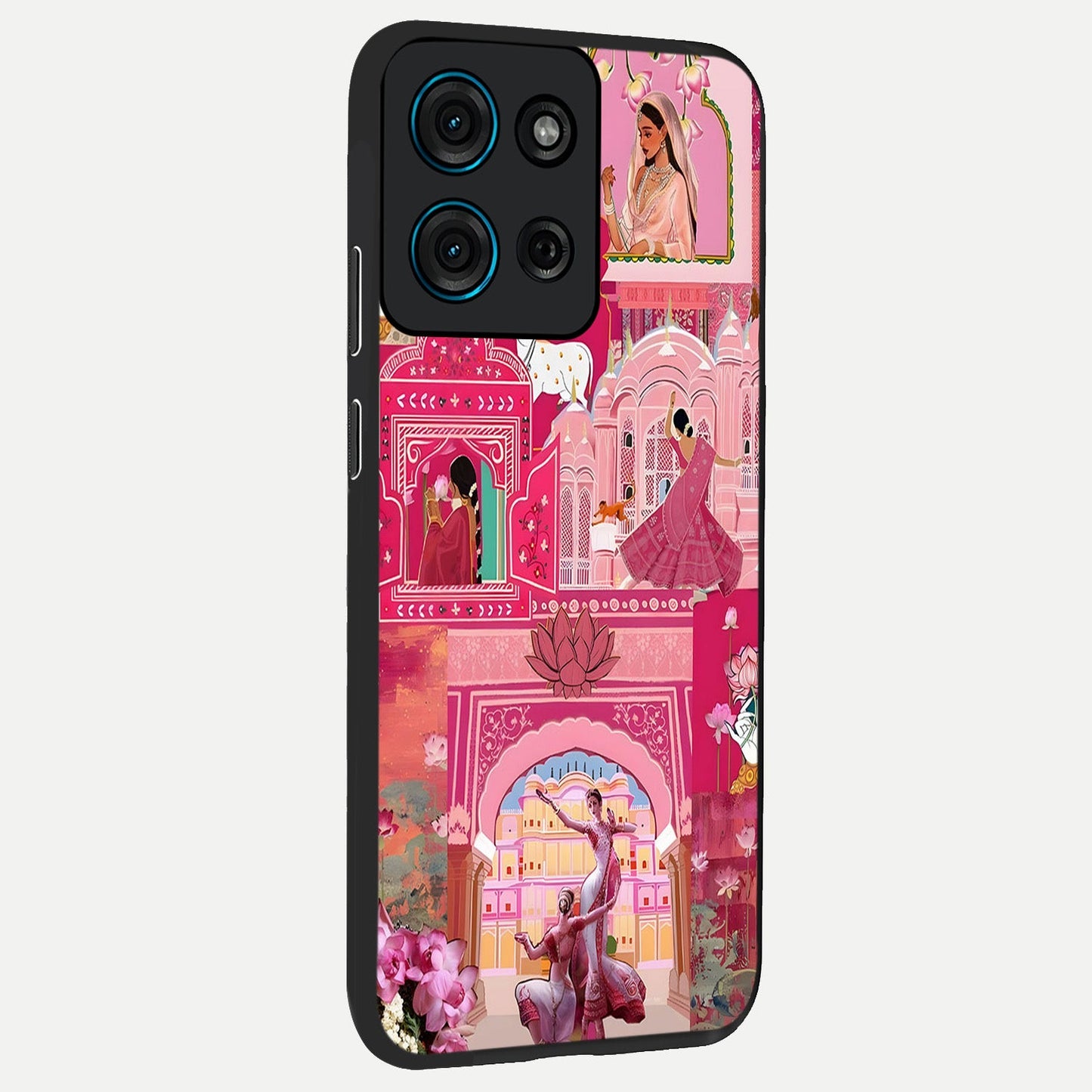 Pink Palace Muse Glass Case upright view showcasing artistic palace artwork with graceful royal theme.