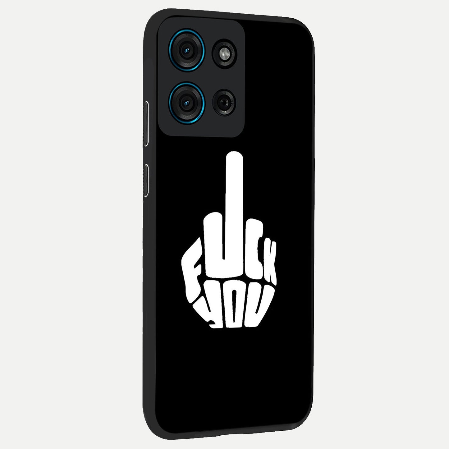 Rebel Mode On Glass Case upright view showcasing striking statement artwork with bold rebellious theme.