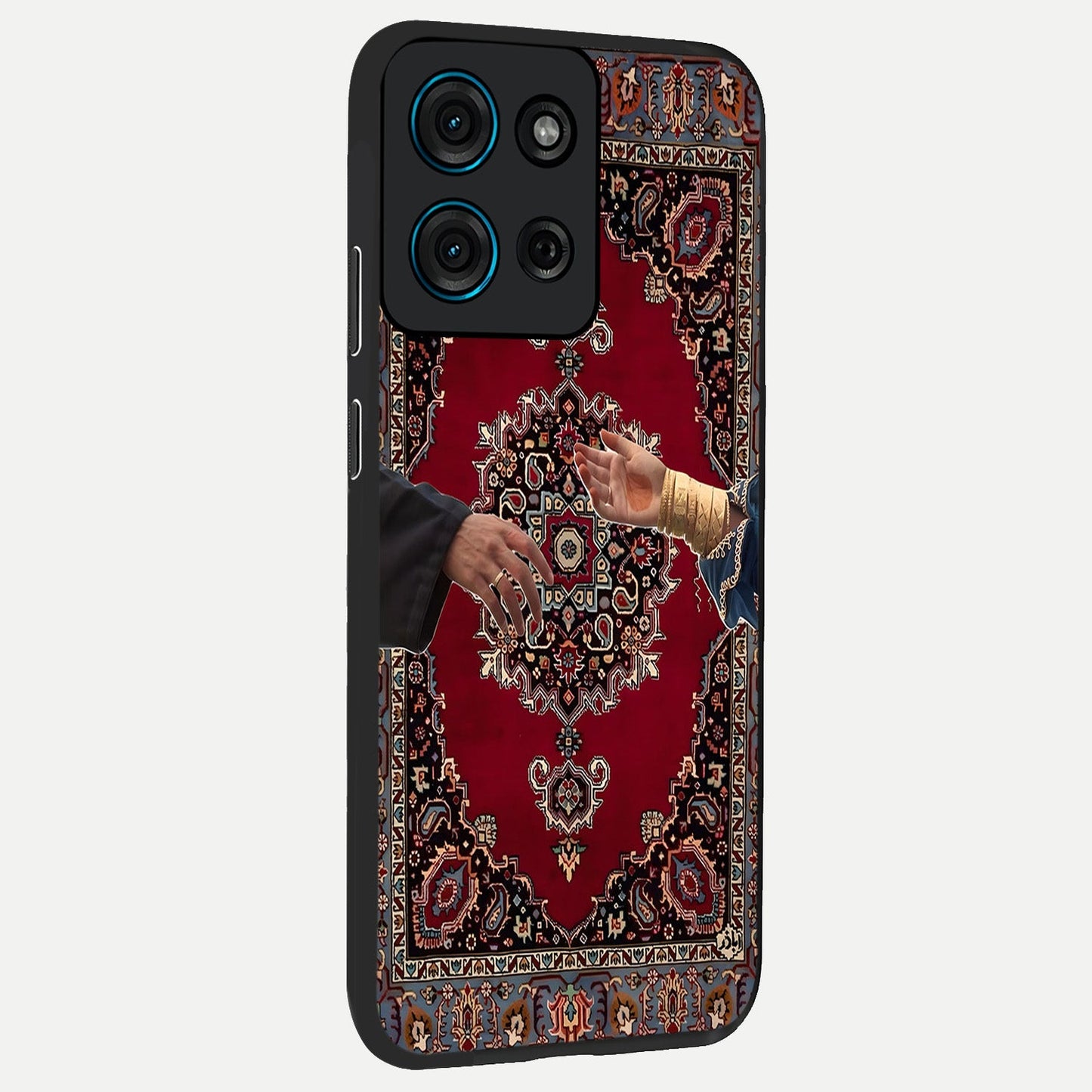 Royal Touch Reach Glass Case upright view showcasing stylish royal inspired artwork with graceful theme.