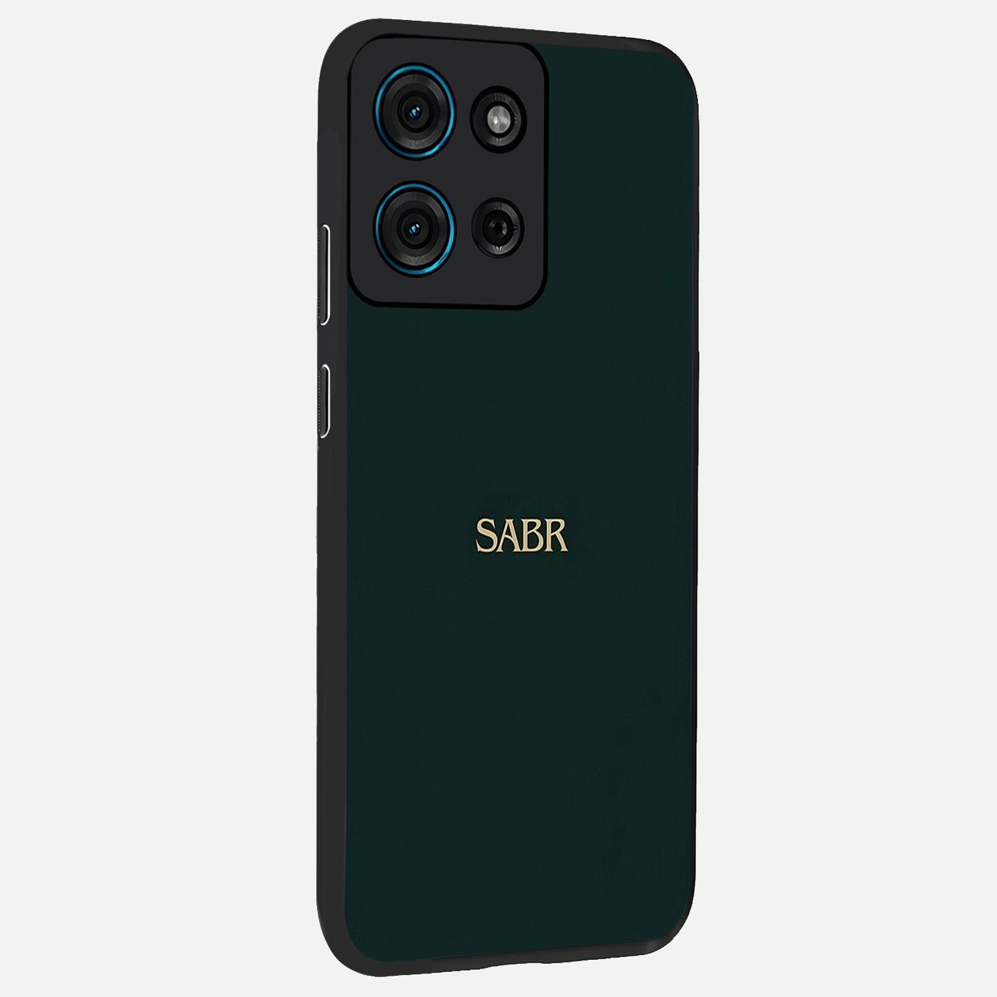 Sabr Minimal Patience Glass Case upright view showcasing calm minimalist artwork with motivational patience theme.