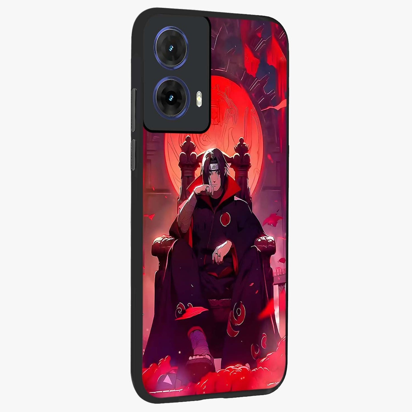 Blood Moon Sovereign Glass Case upright view showcasing powerful moon inspired artwork with cosmic aesthetic style.