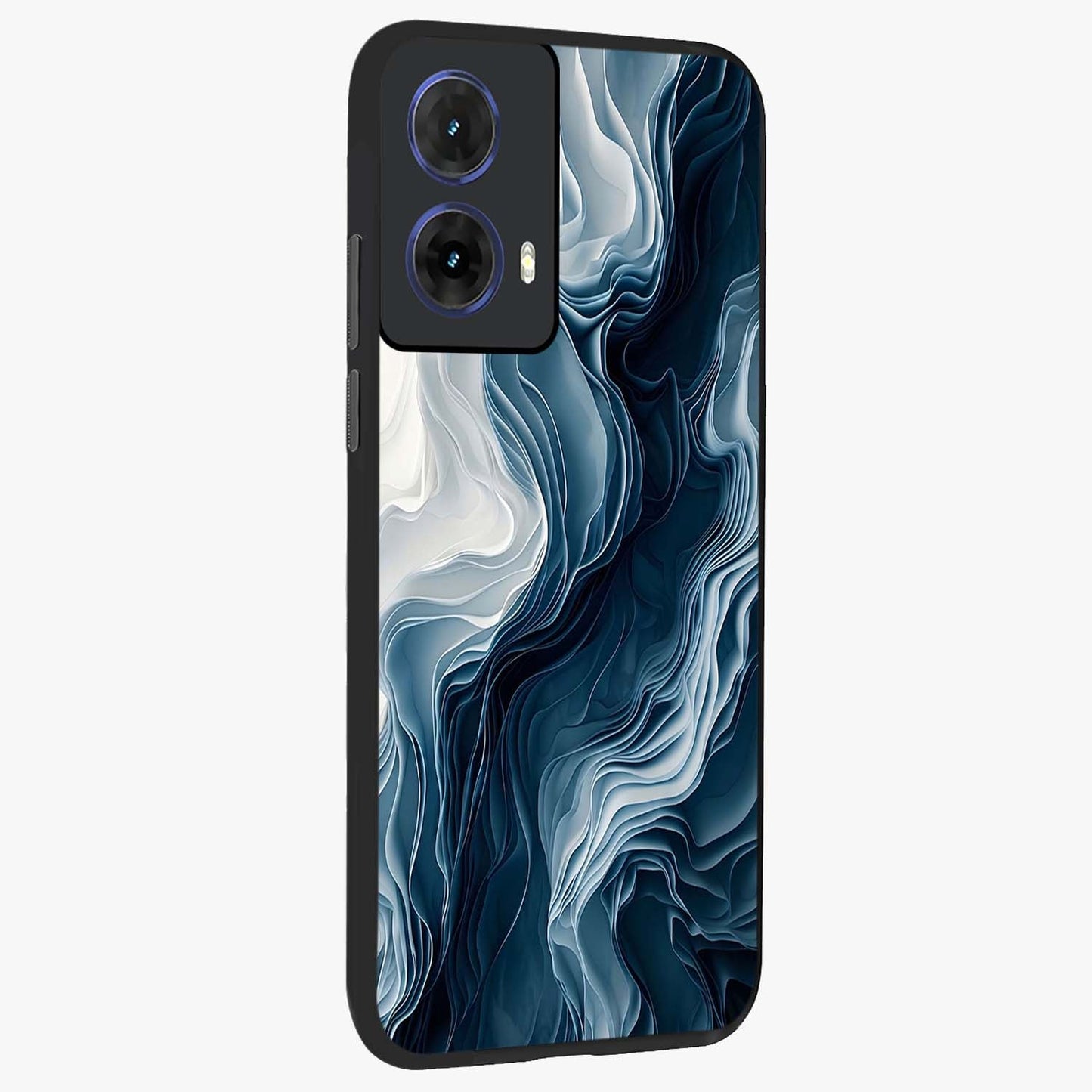 Ethereal Paper Marble Glass Case upright view showcasing smooth marble artwork with refined minimalist theme.