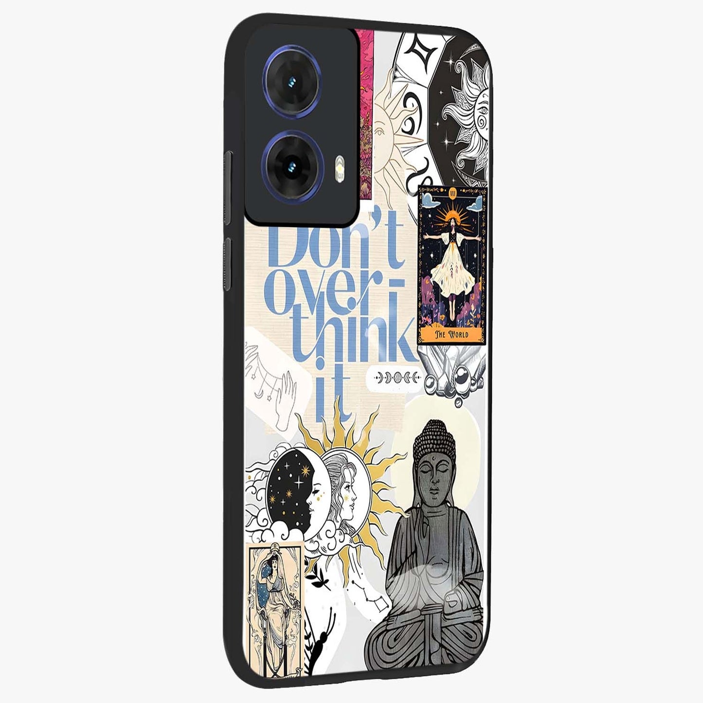 Ethereal Thoughts Glass Case upright view showcasing delicate artistic composition with peaceful dreamy theme.