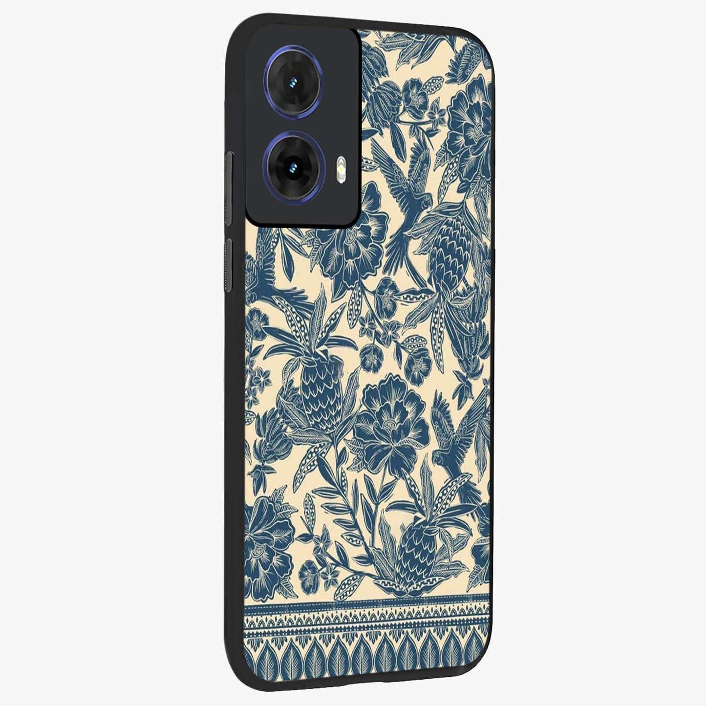 Heirloom Wild Bloom Glass Case upright view showcasing delicate wildflower artwork with timeless floral theme.