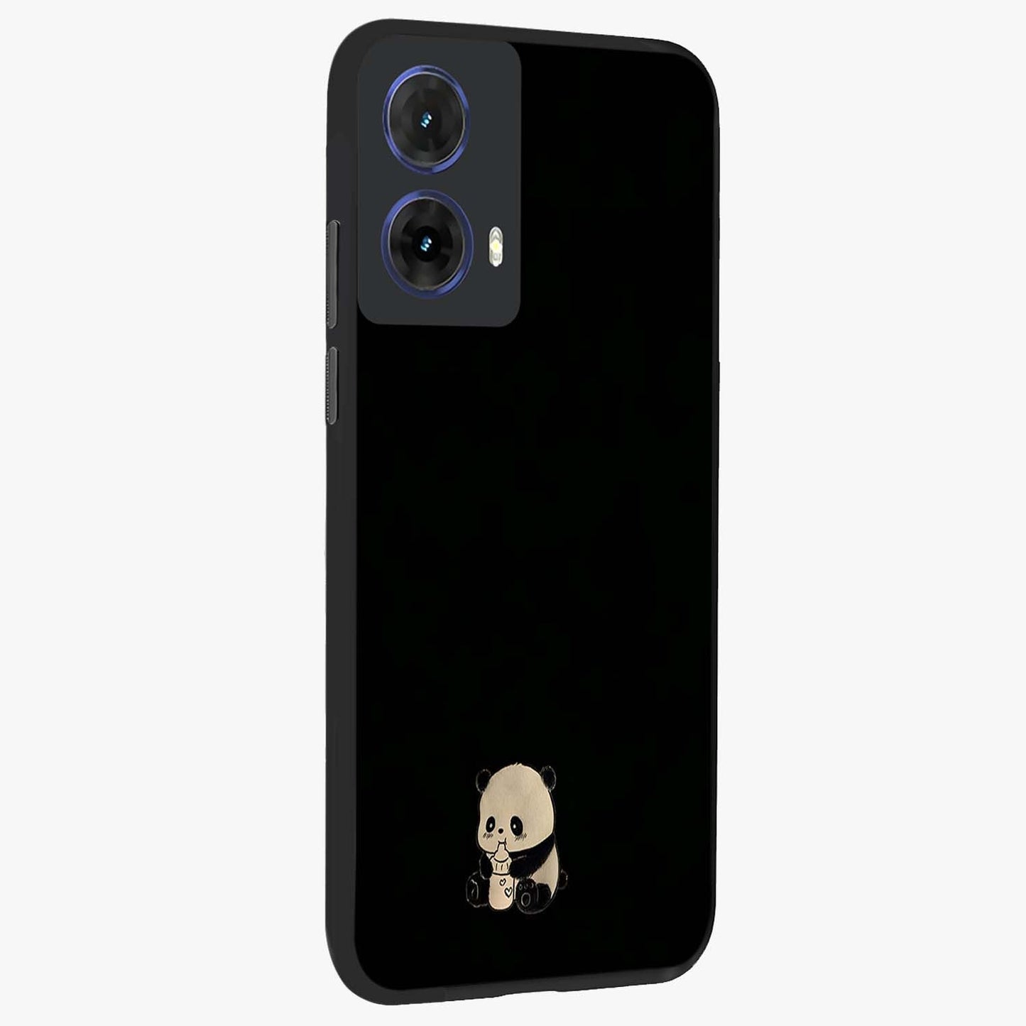 Midnight Panda Love Glass Case upright view showcasing charming panda artwork with playful romantic theme.