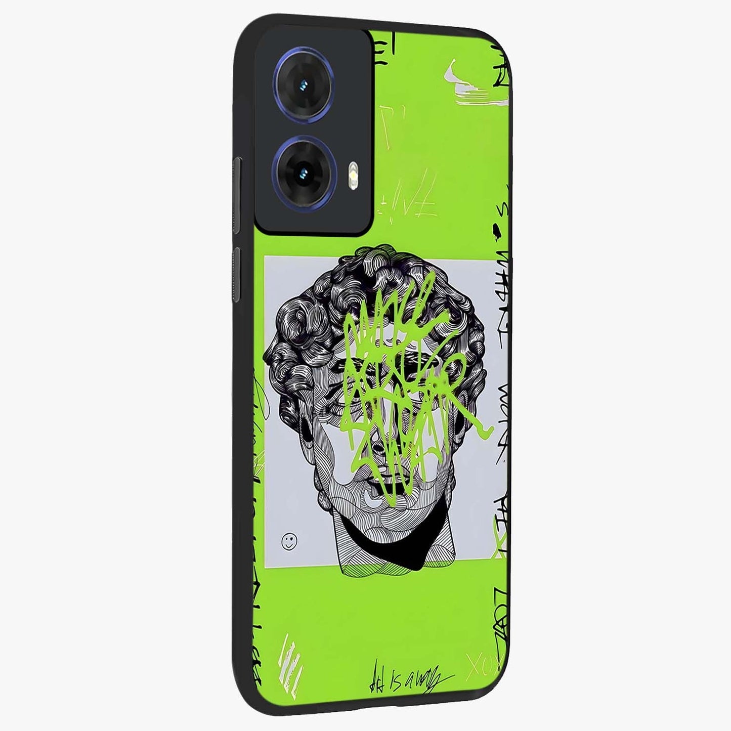 Neo Graffiti Rebellion Glass Case upright view showcasing colorful graffiti artwork with bold modern street style.