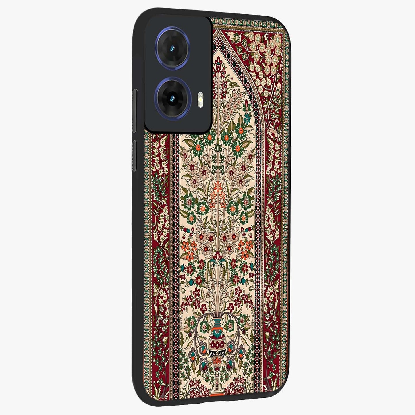 Persian Inspired Glass Case upright view showcasing decorative Persian artwork with rich heritage theme.