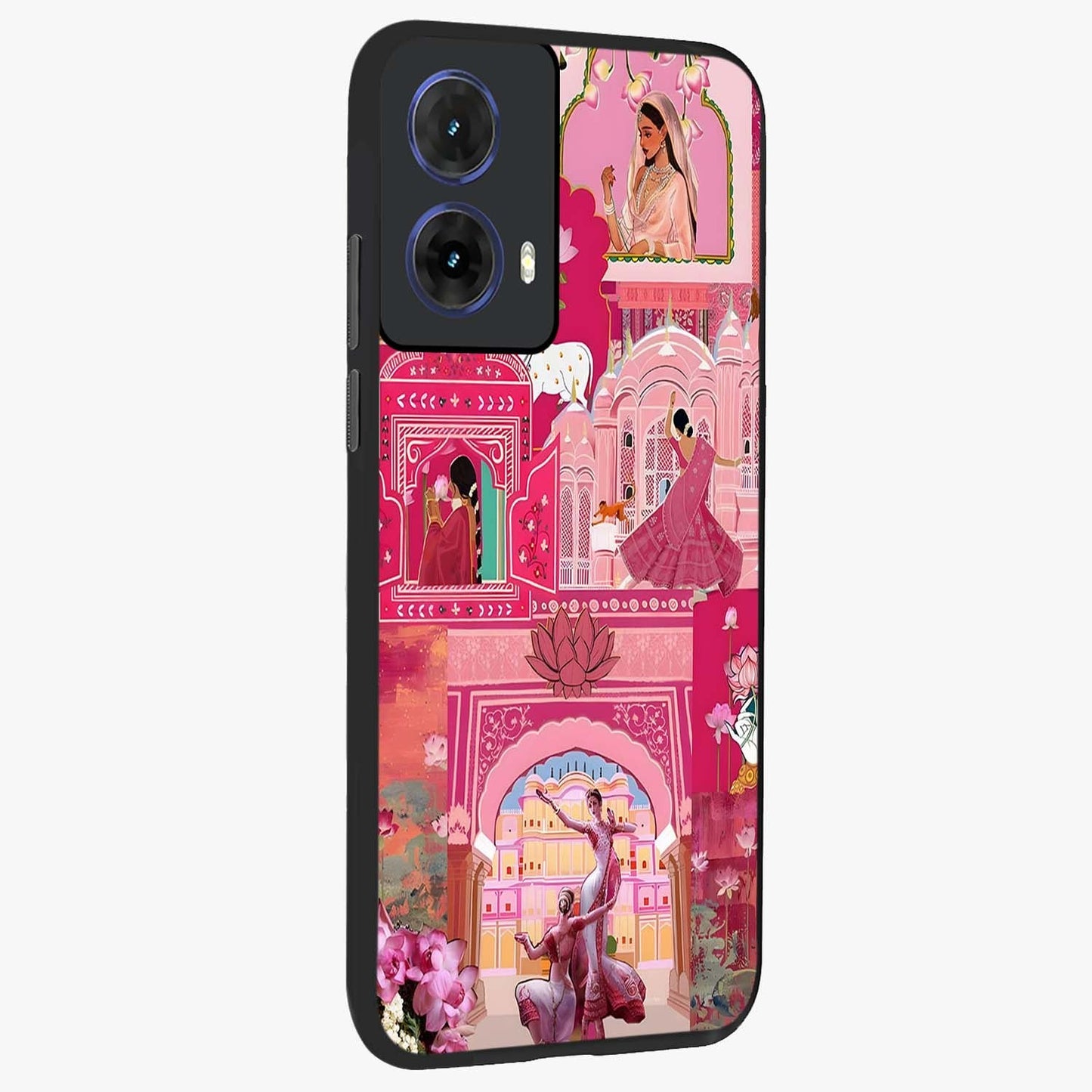 Pink Palace Muse Glass Case upright view showcasing artistic palace artwork with graceful royal theme.