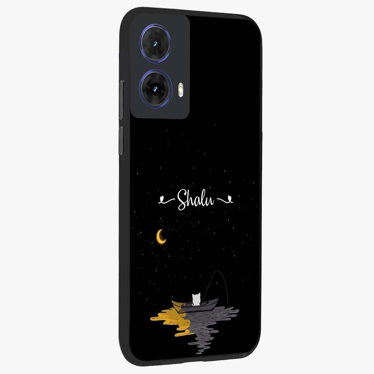 Silent Night Row Glass Case upright view showcasing tranquil night artwork with serene landscape theme.